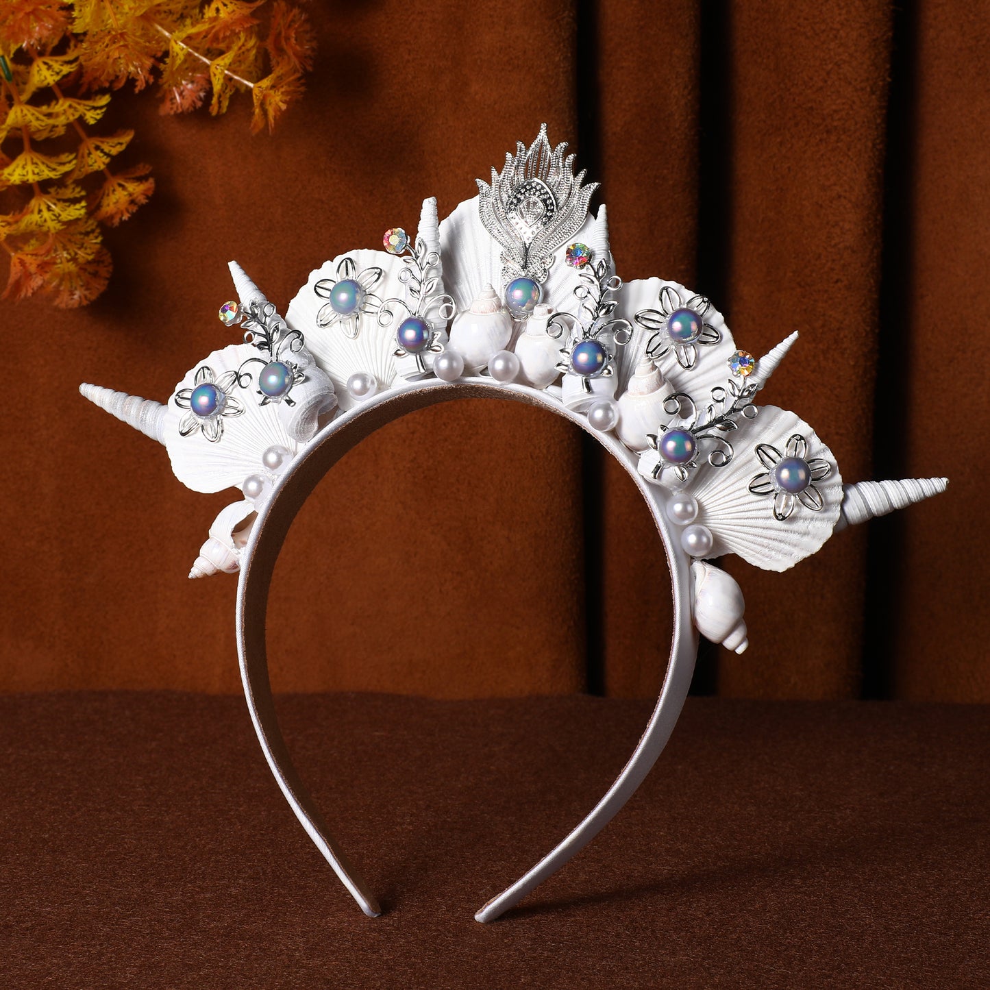 White Shell Halo Crown - Sea Handmade Silver Mermaid Headband