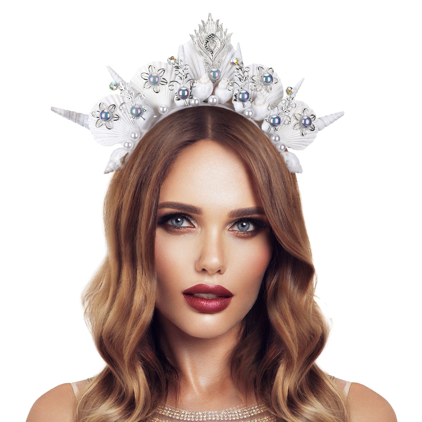 White Shell Halo Crown - Sea Handmade Silver Mermaid Headband