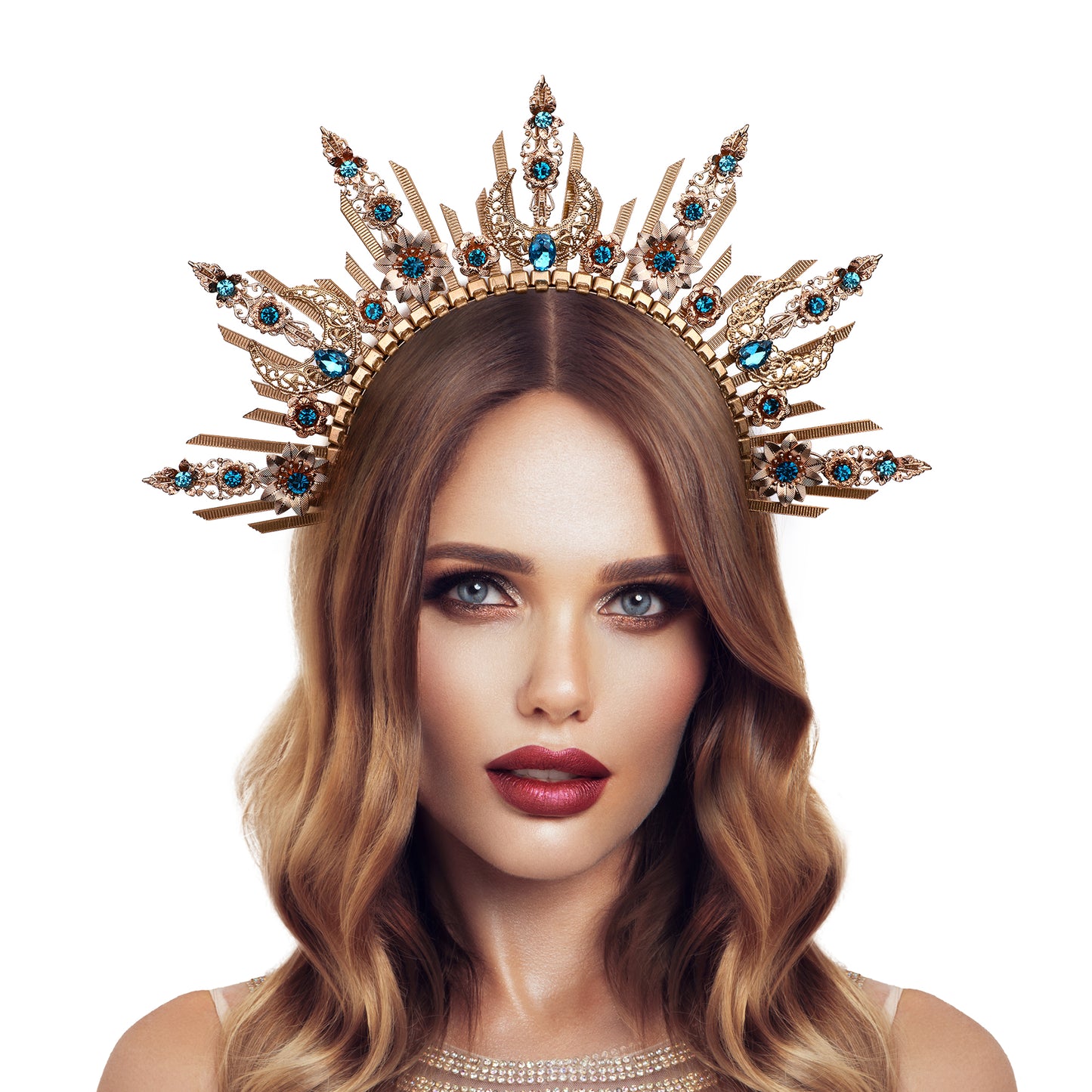 Gold Moon Sunburst Headband Goddess Tiara