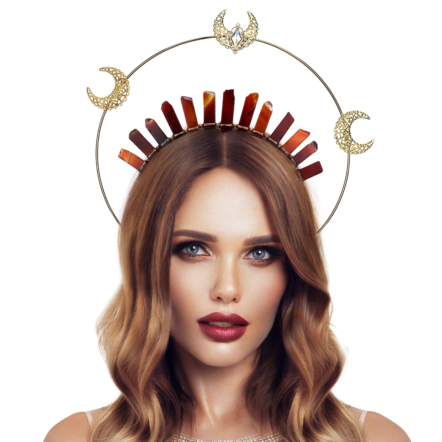 Gold Moon Halo Crown - Crystal Headband