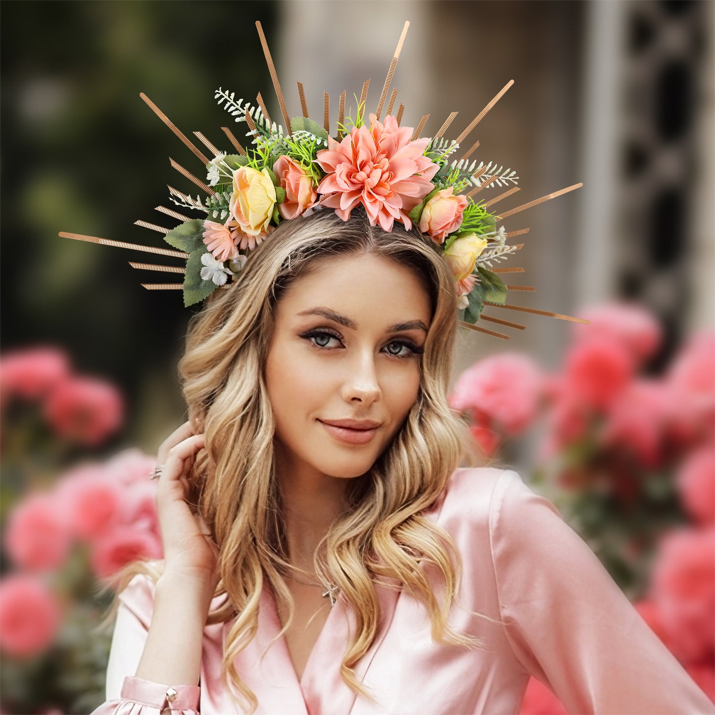 Fairy Handmade Halo Crown - Women Rose Flower Halo Crown Greek Goddess