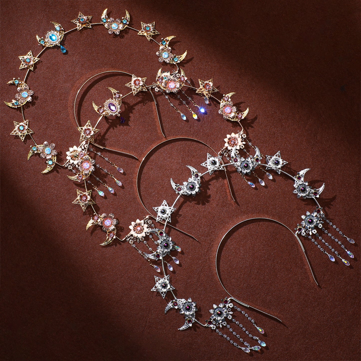 COSUCOS Stars Moon Halo Crown Handmade Headband