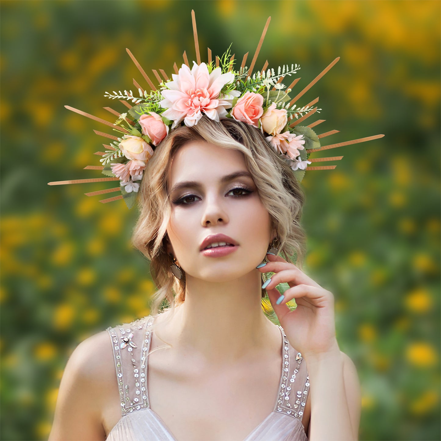 Fairy Handmade Halo Crown - Women Rose Flower Halo Crown Greek Goddess