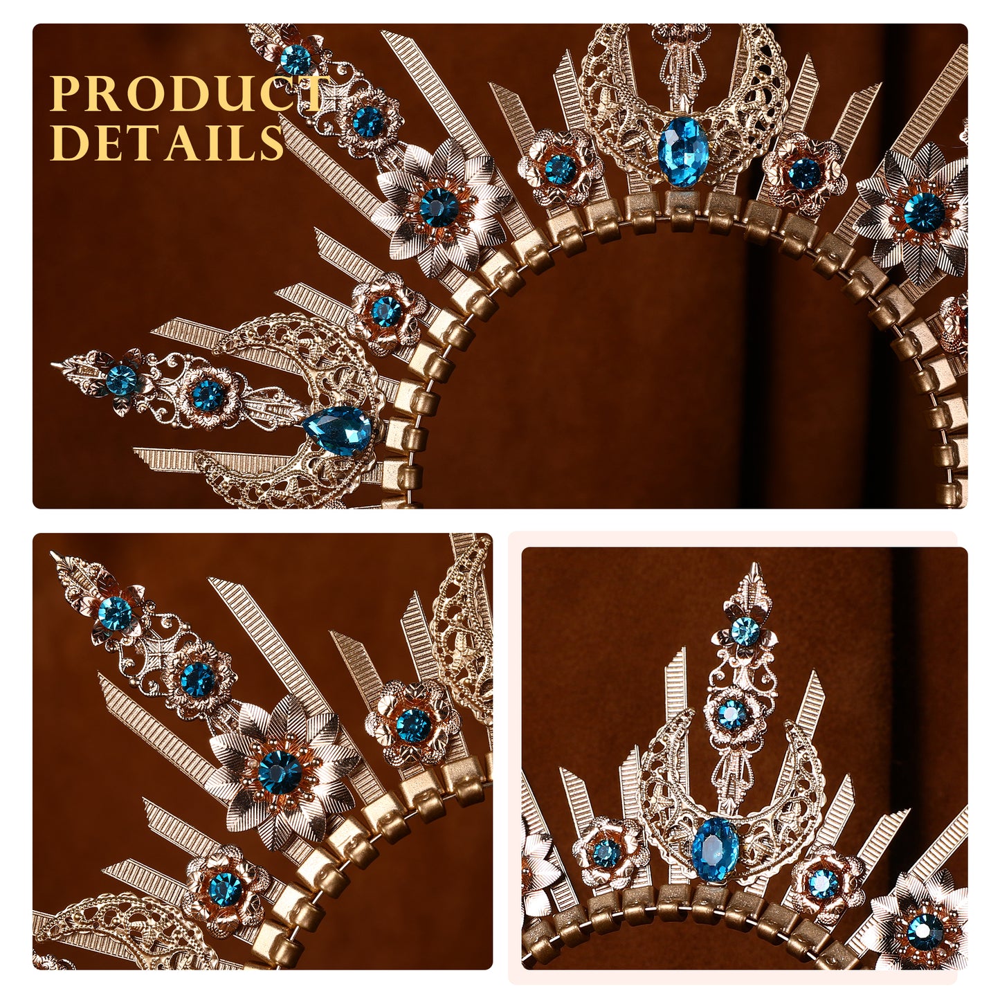 Gold Moon Sunburst Headband Goddess Tiara
