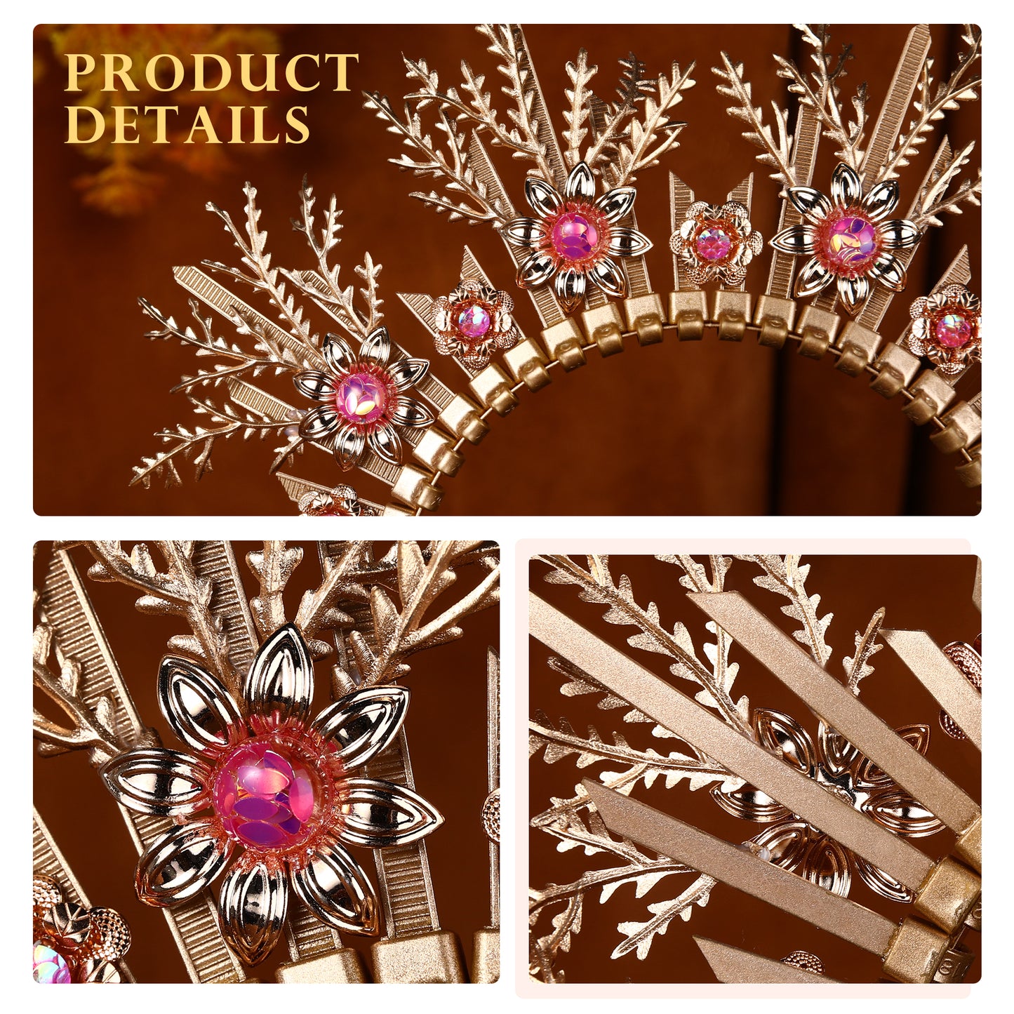 Gold Leaf Headband Bohemian Spiked Halo Crown