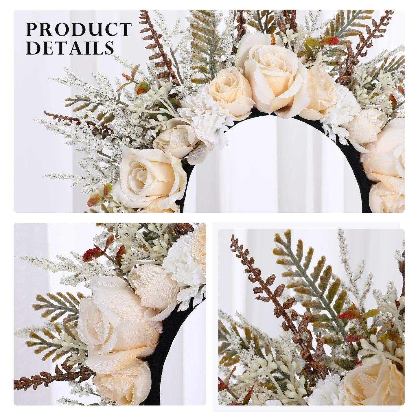 Rose Flower Crown Woodland Wedding Headpiece