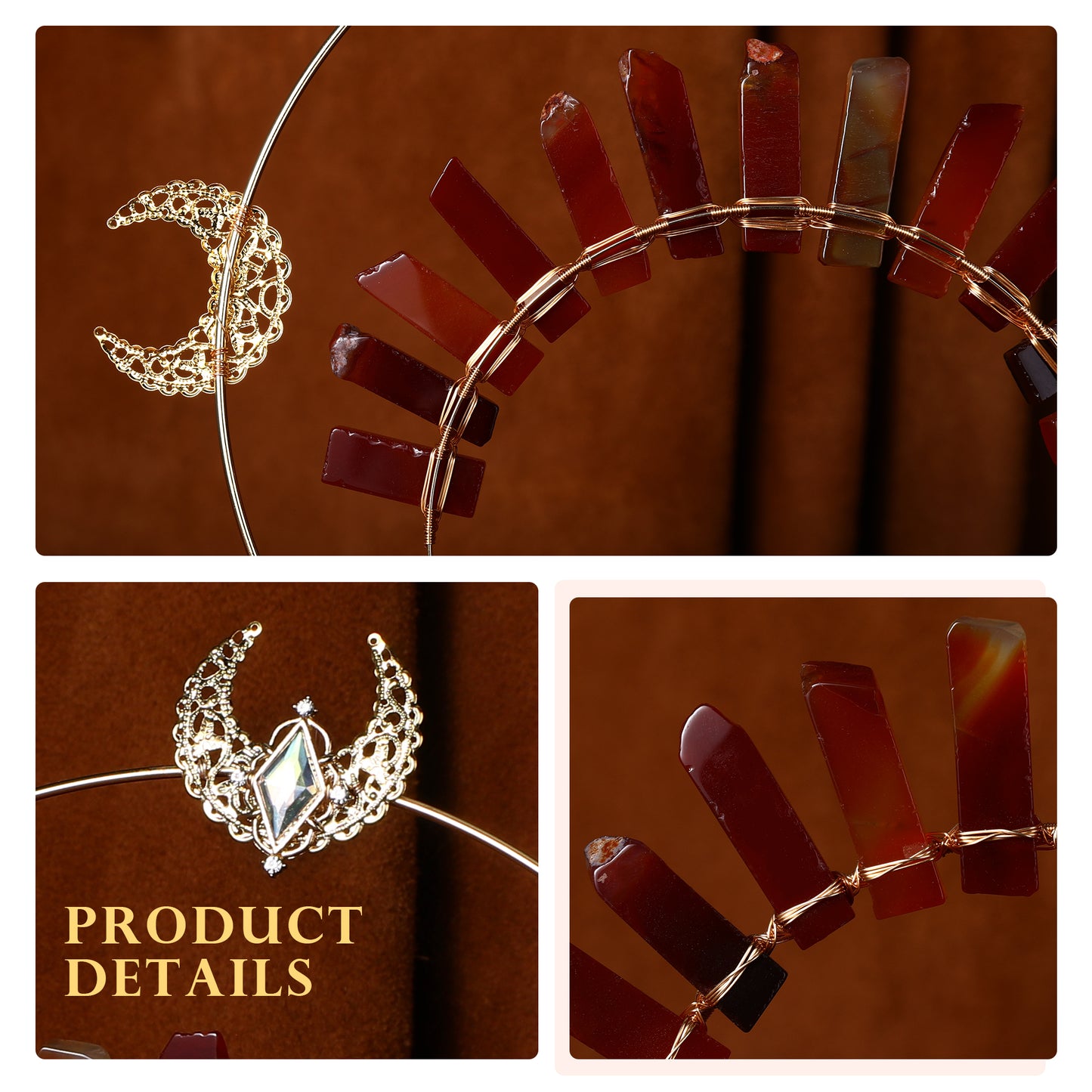 Gold Moon Halo Crown - Crystal Headband