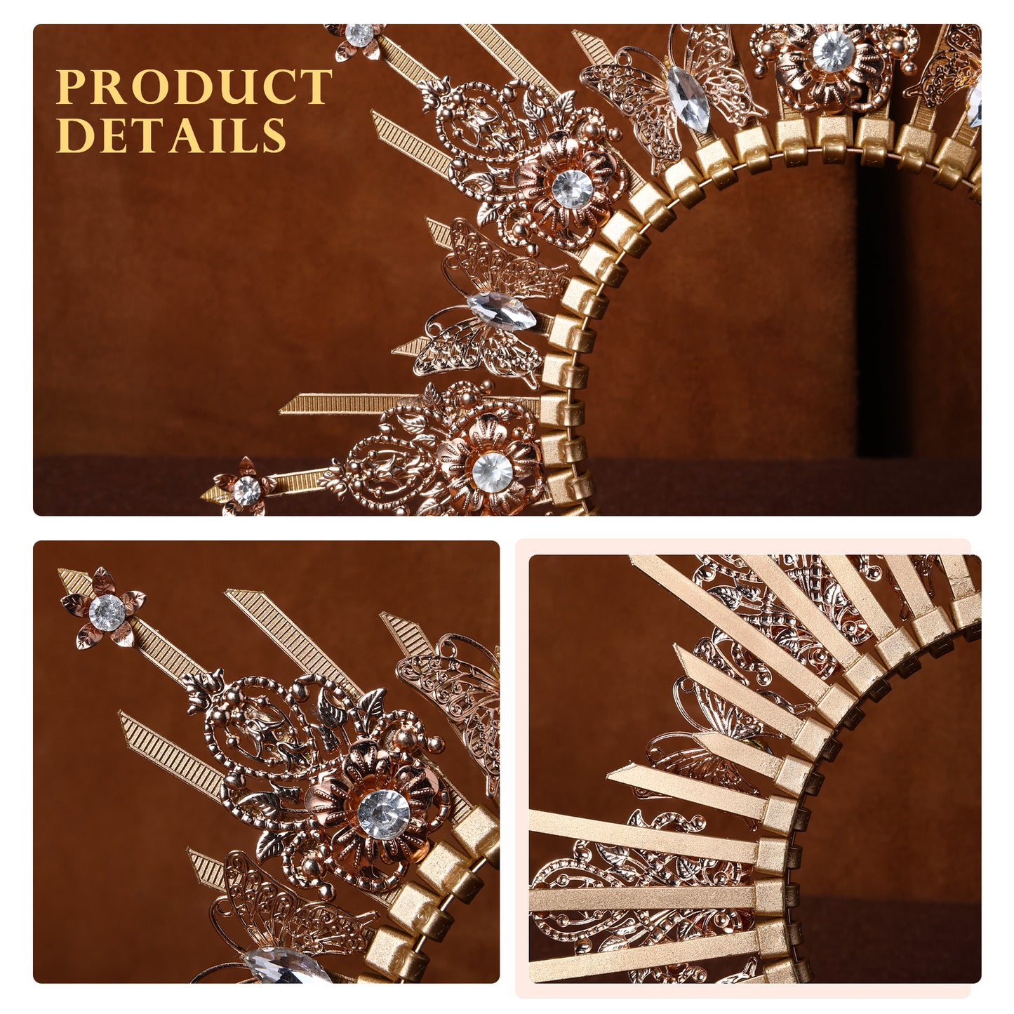Spiked Headband Sunburst Gold Halo Crown