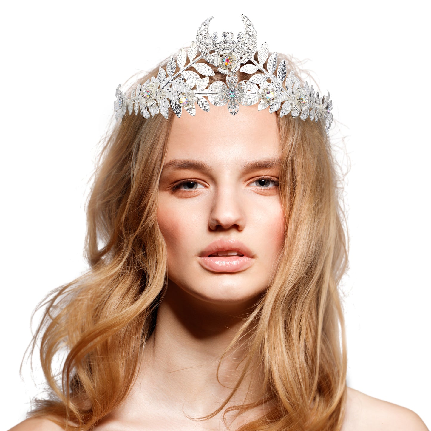 COSUCOS Silver Laurel Leaf Crown - Silver Leaf Tiara Greek Goddess Headpiece