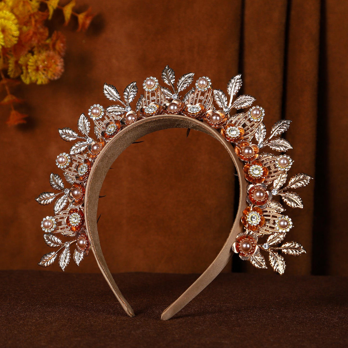 COSUCOS Gold Halo Crown Headpiece - Goddess Gold Leaf Crown Sunburst Headband