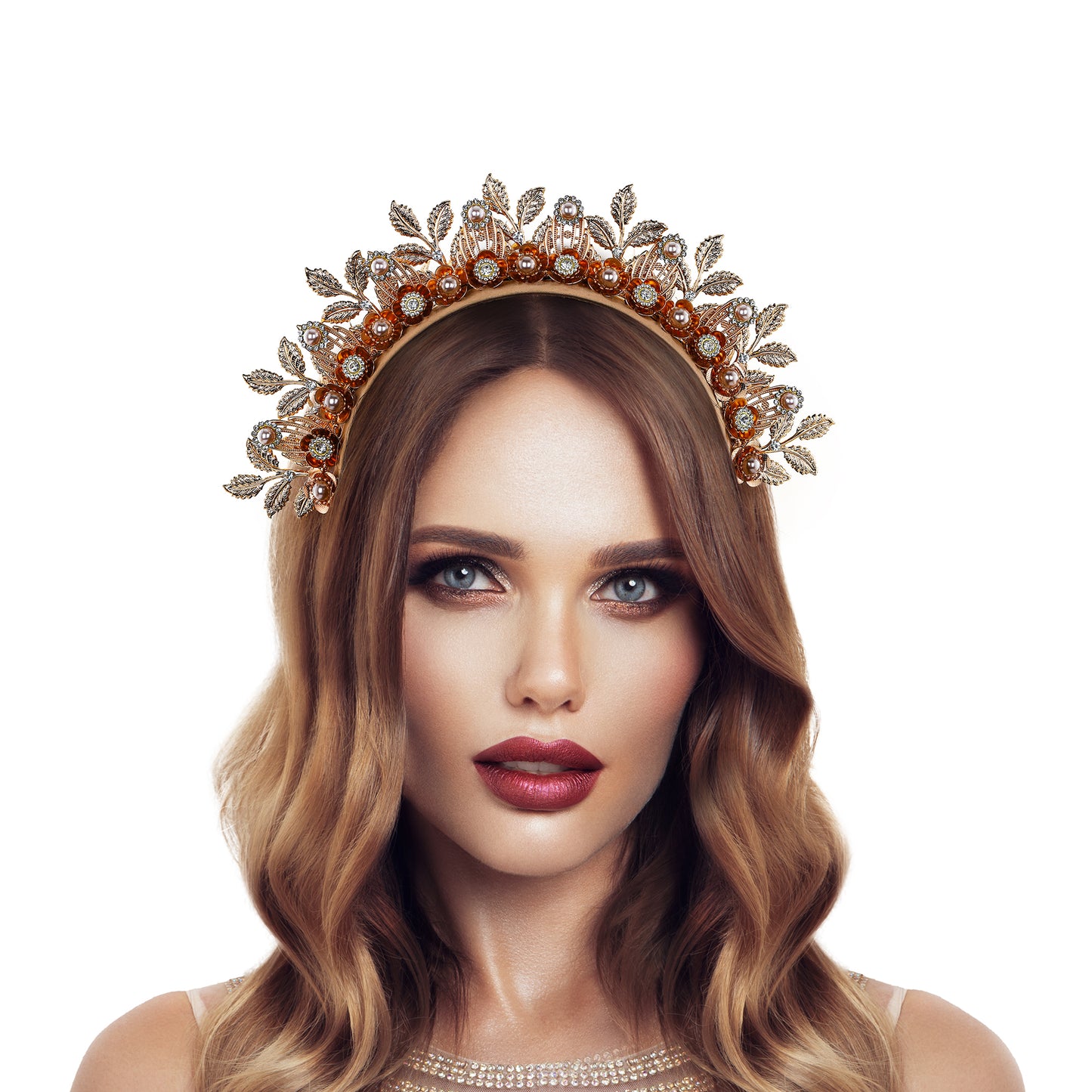 COSUCOS Gold Halo Crown Headpiece - Goddess Gold Leaf Crown Sunburst Headband