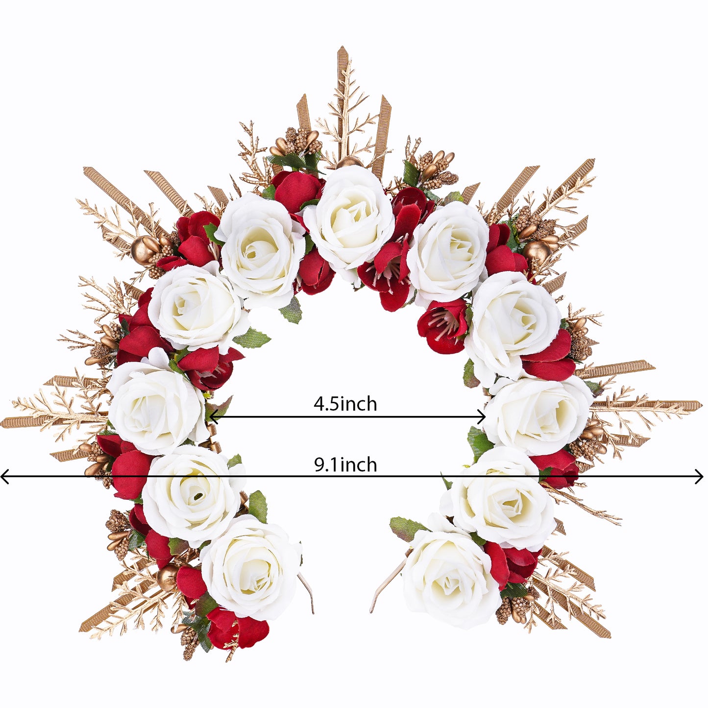 Christmas Flower Halo Crown - Headmade Rose Floral Sunburst Headband