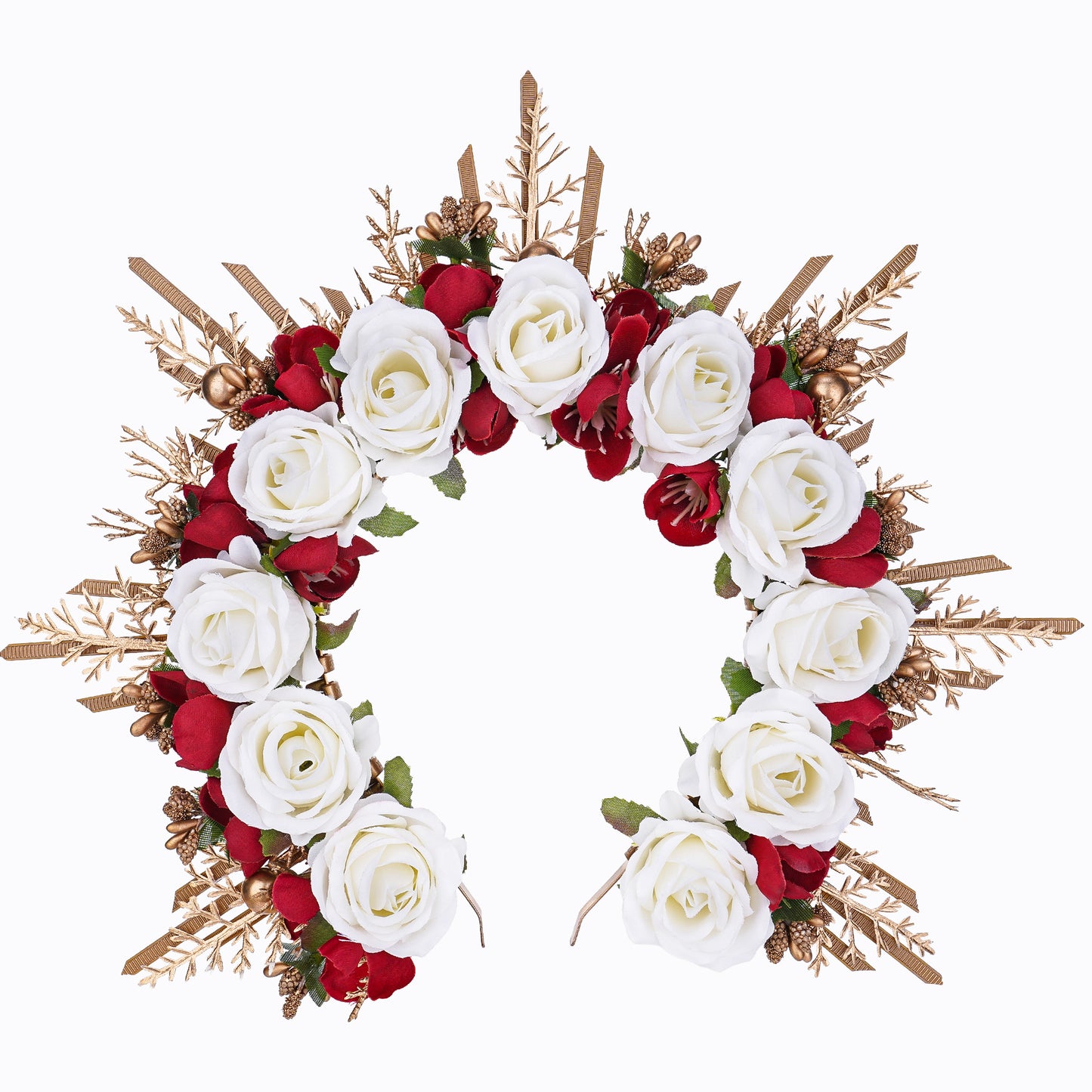 Christmas Flower Halo Crown - Headmade Rose Floral Sunburst Headband
