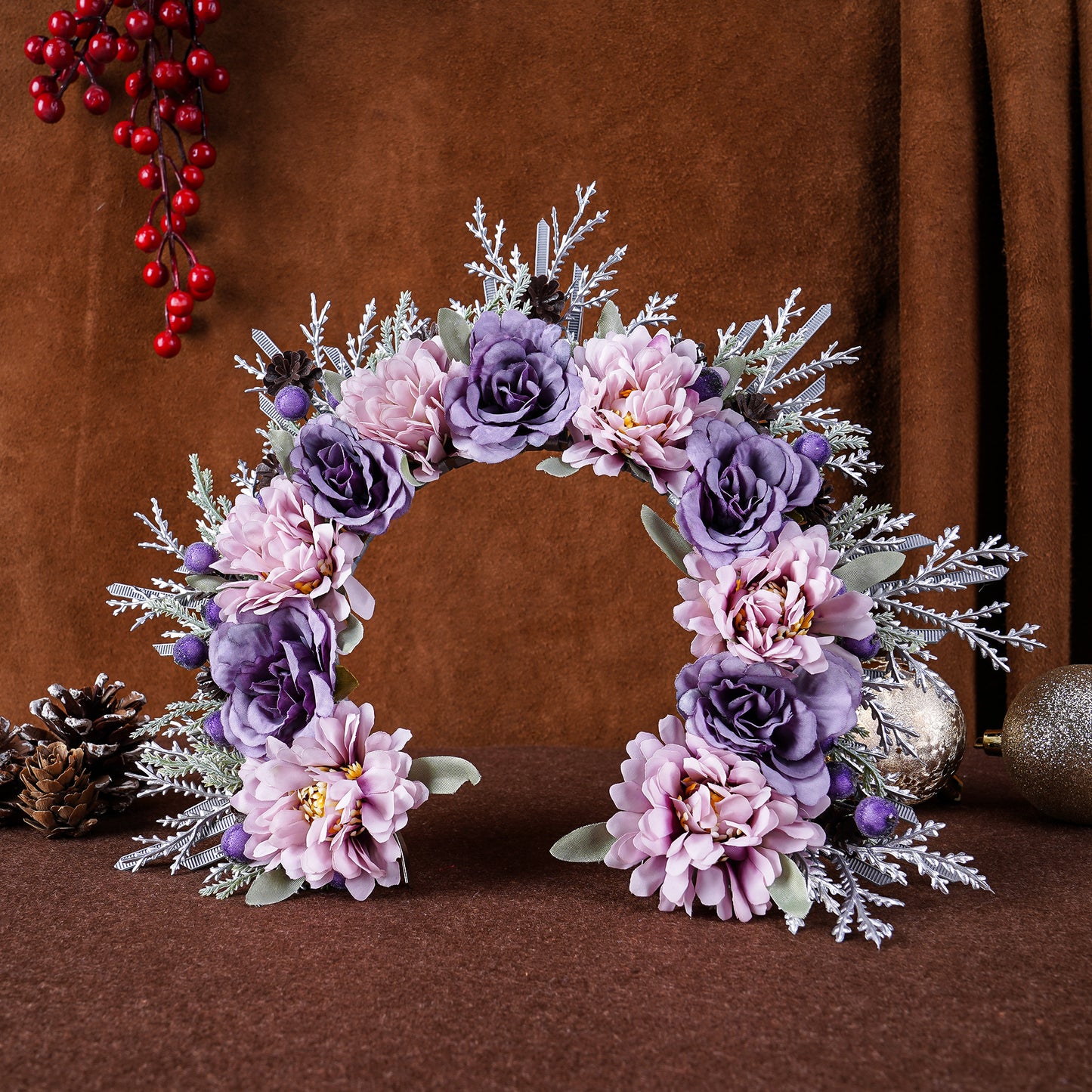 Christmas Flower Halo Crown - Handmade Floral Halo Headband