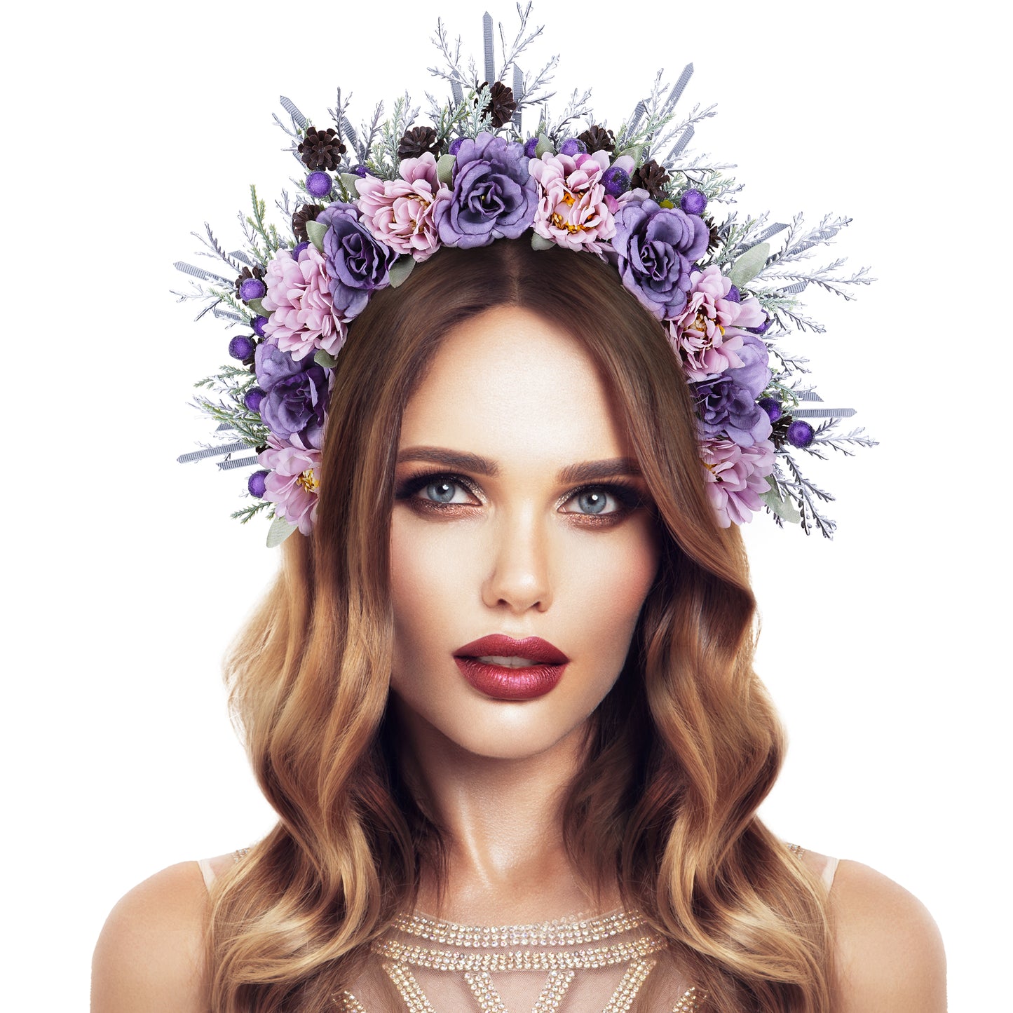 Christmas Flower Halo Crown - Handmade Floral Halo Headband