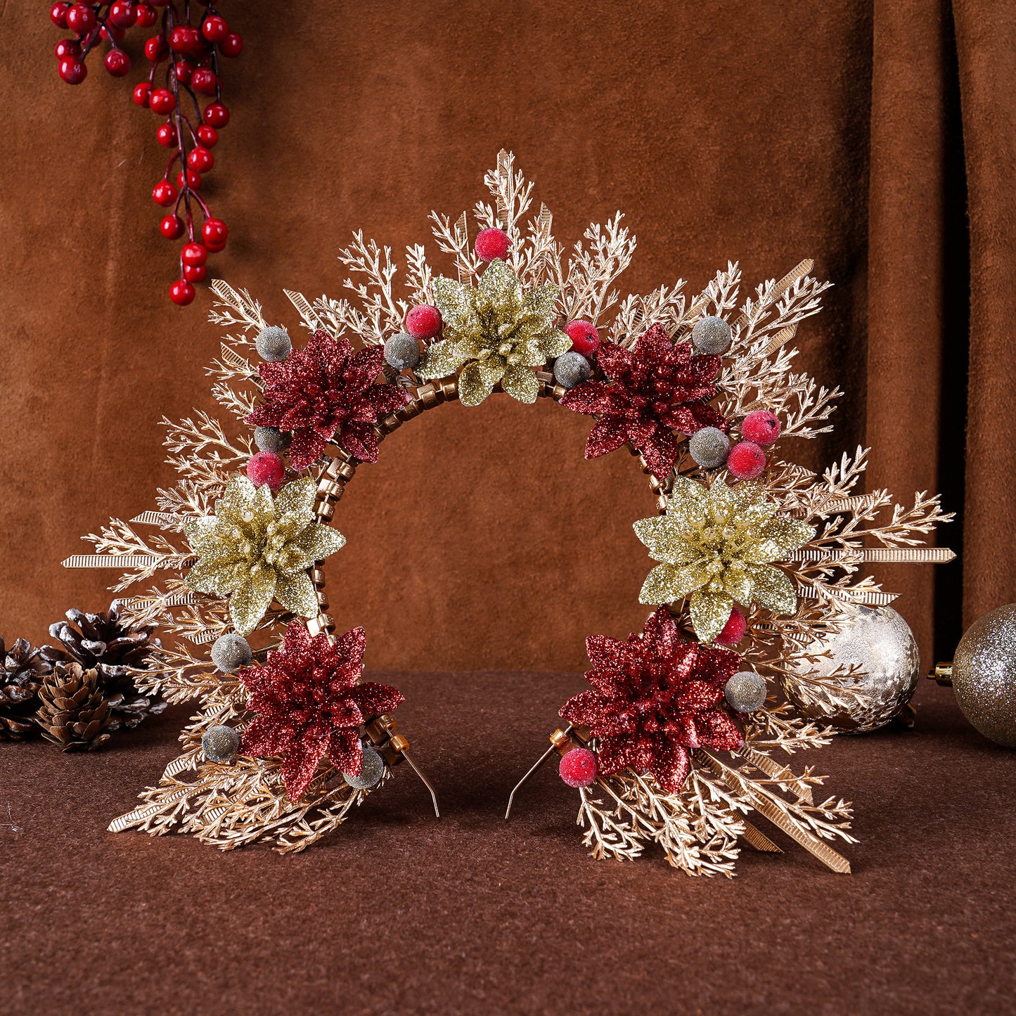 Christmas Flower Halo Crown - Floral Halo Headband