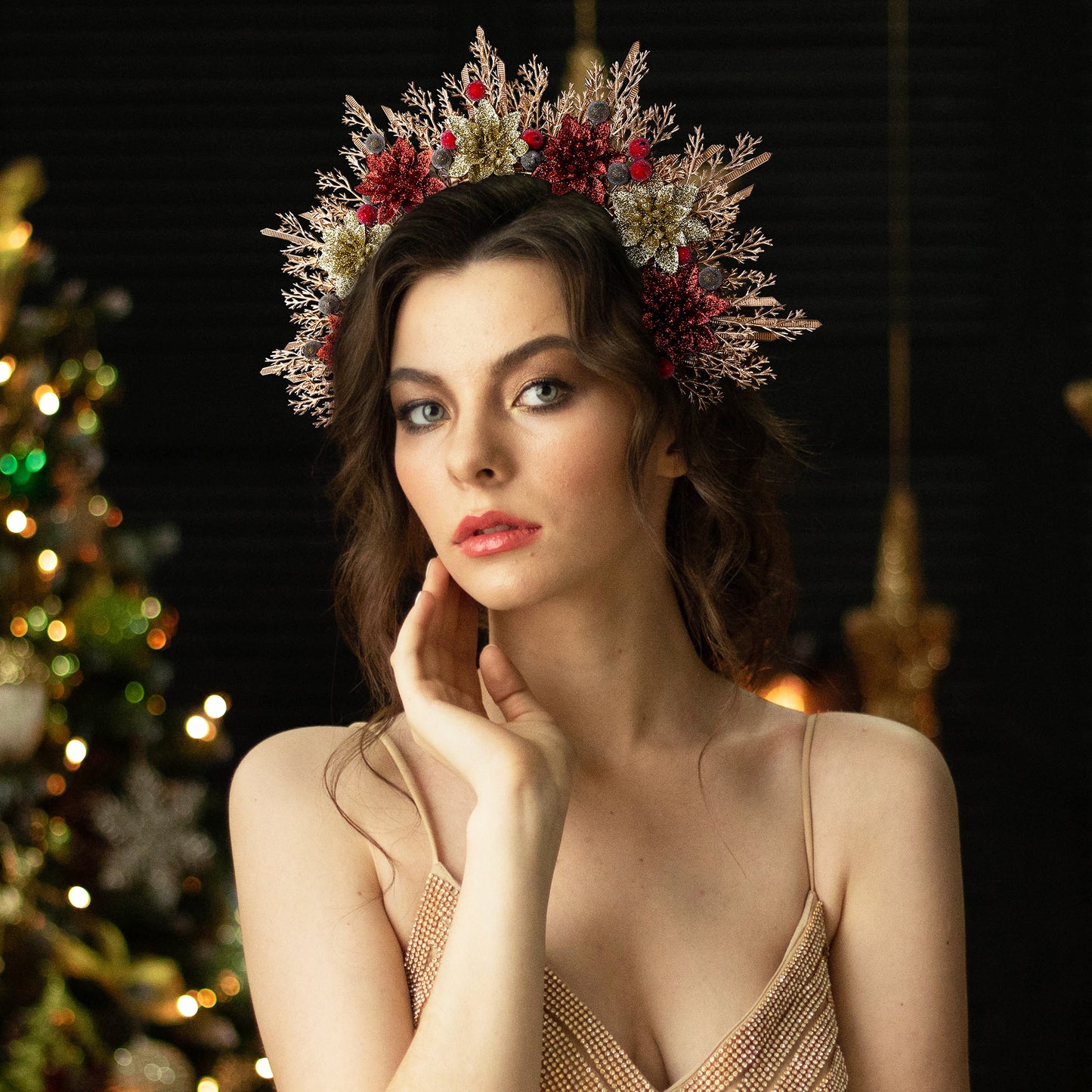 Christmas Flower Halo Crown - Floral Halo Headband