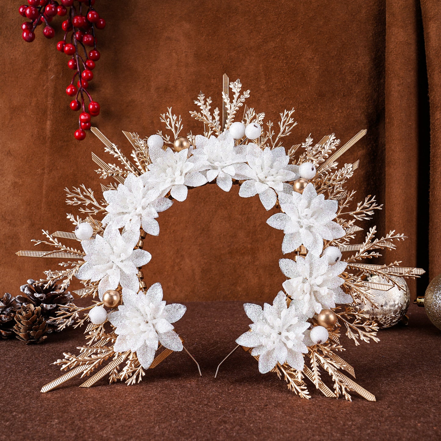 Christmas White Flower Halo Crown - Sunburst Headband