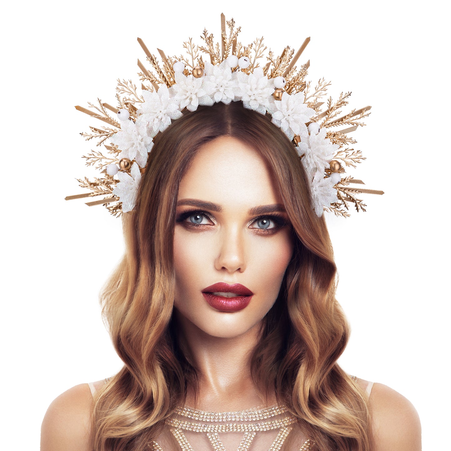 Christmas White Flower Halo Crown - Sunburst Headband