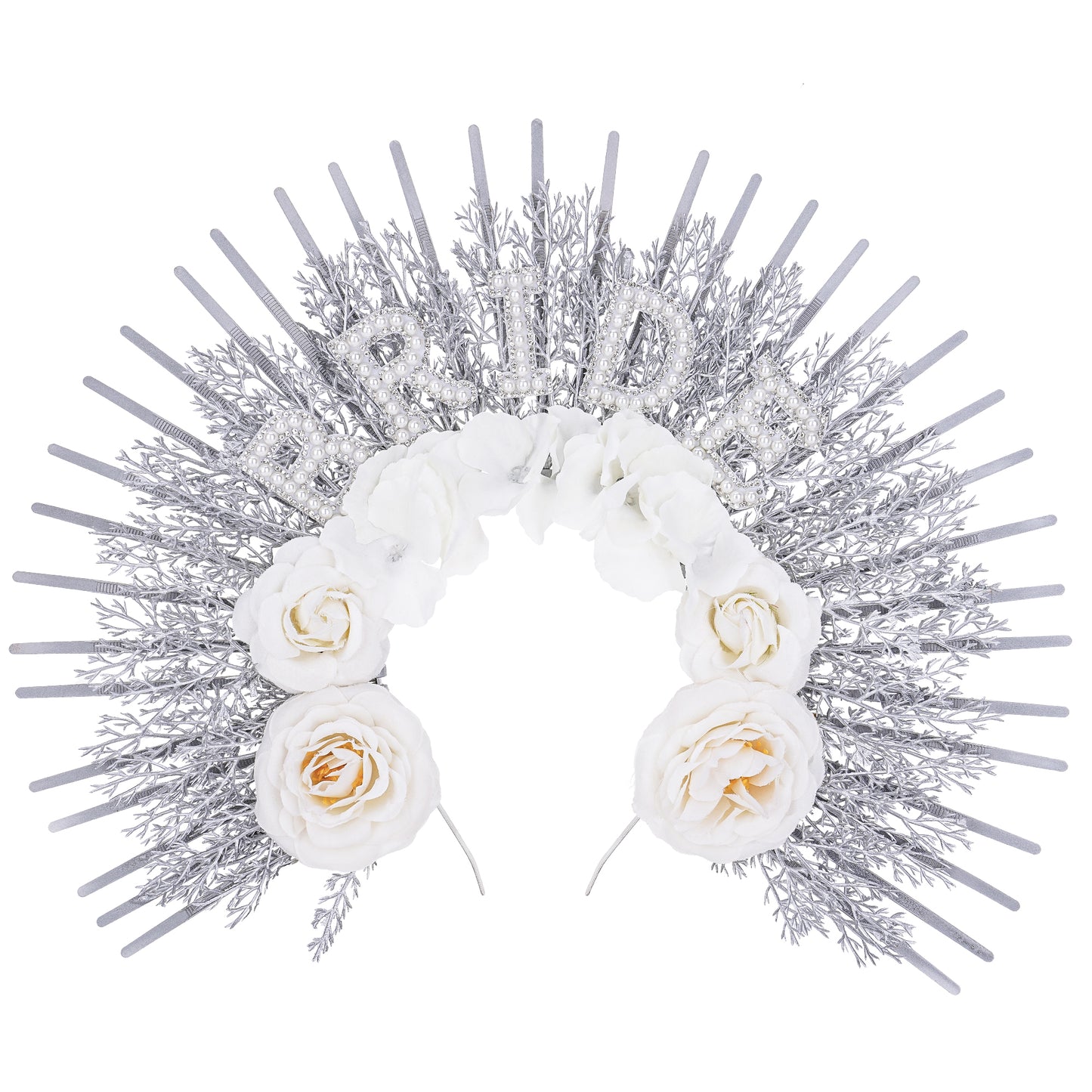 Bridal White Flower Halo Crown - Bride Weeding Tiara