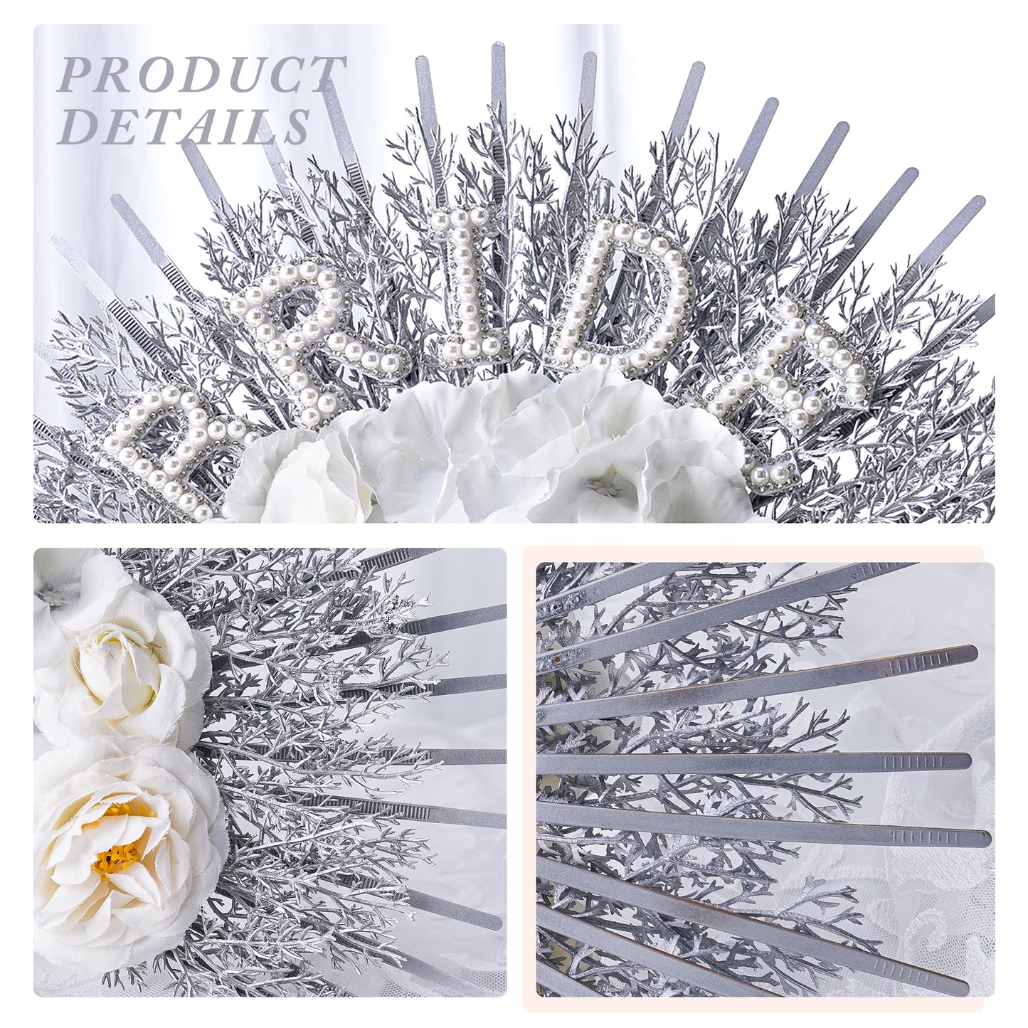 Bridal White Flower Halo Crown - Bride Weeding Tiara