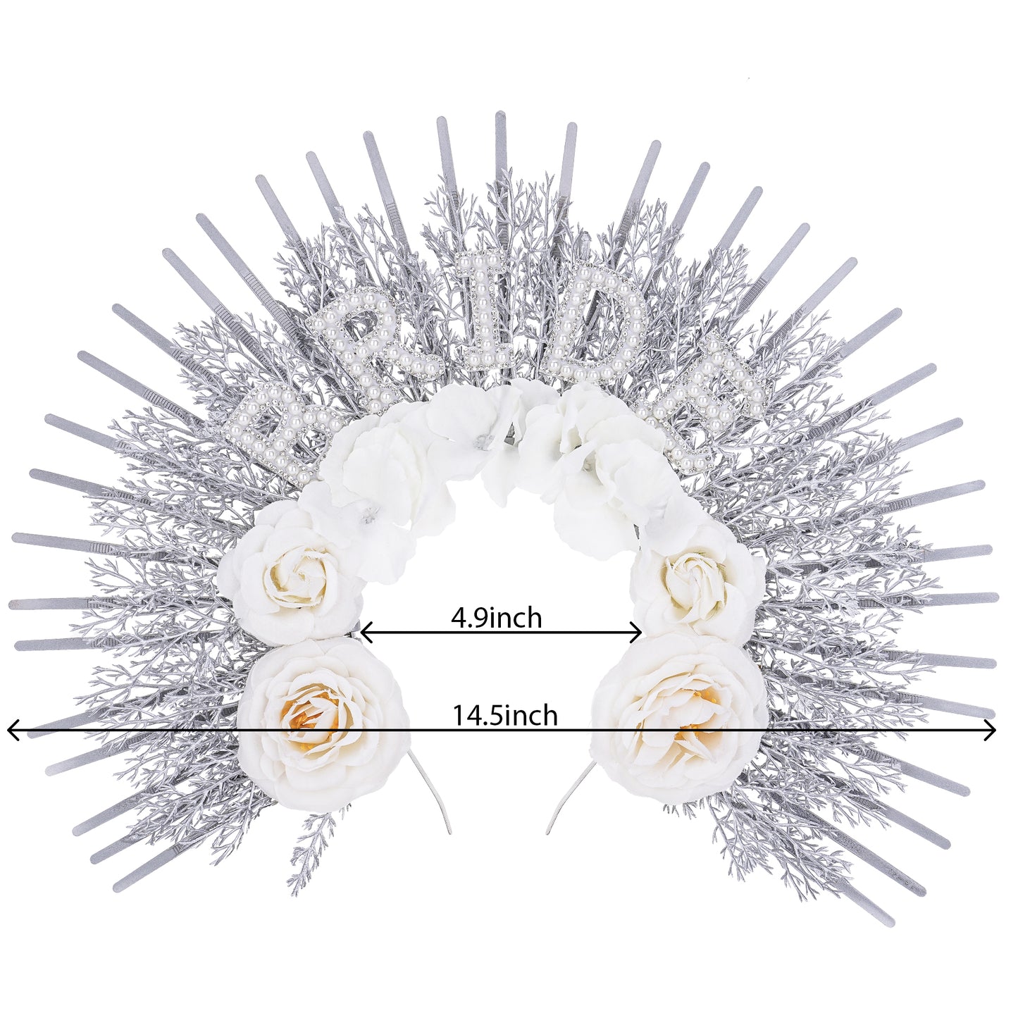 Bridal White Flower Halo Crown - Bride Weeding Tiara