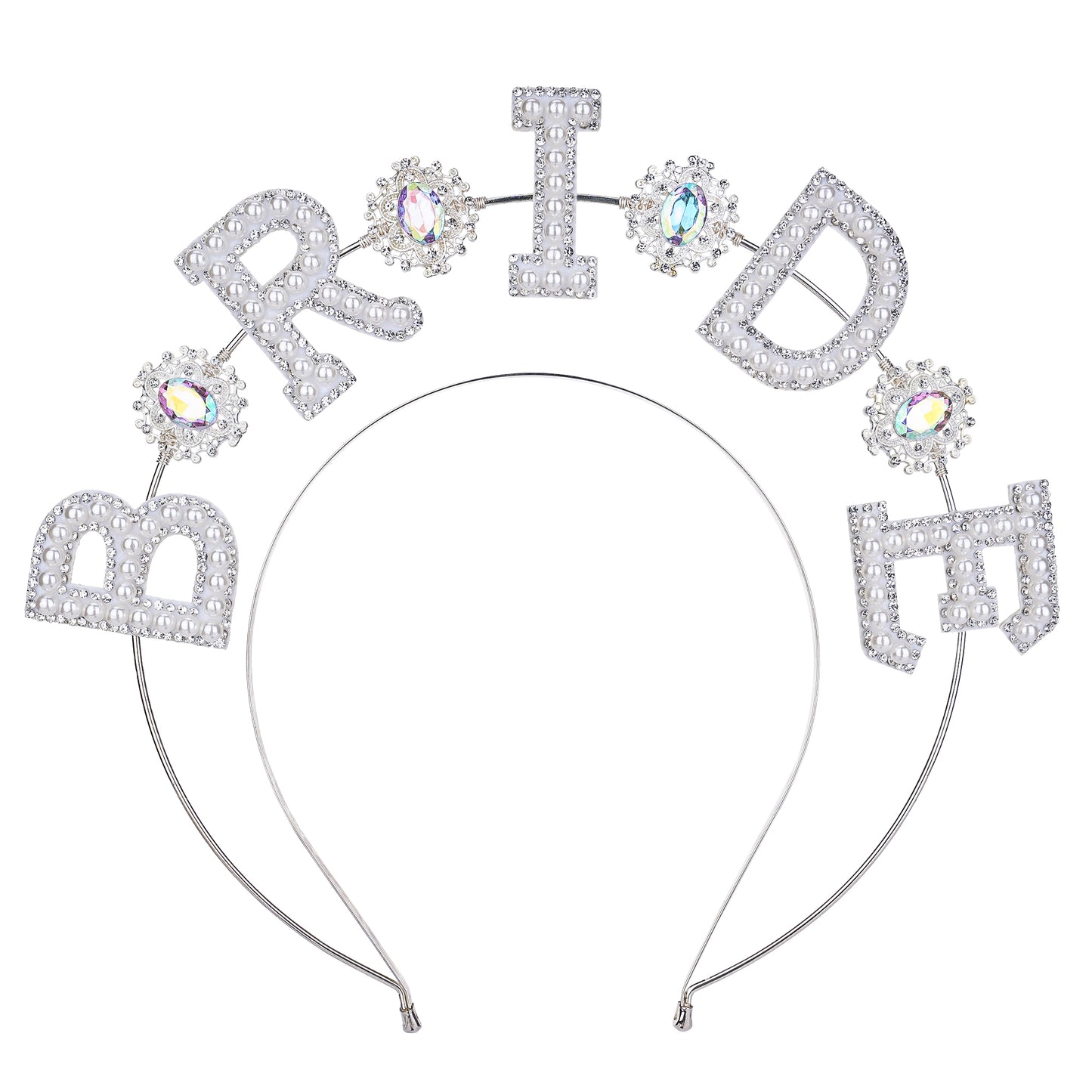 Silver Bride Halo Crown Bride Headband Rhinestone Bachelorette Headband