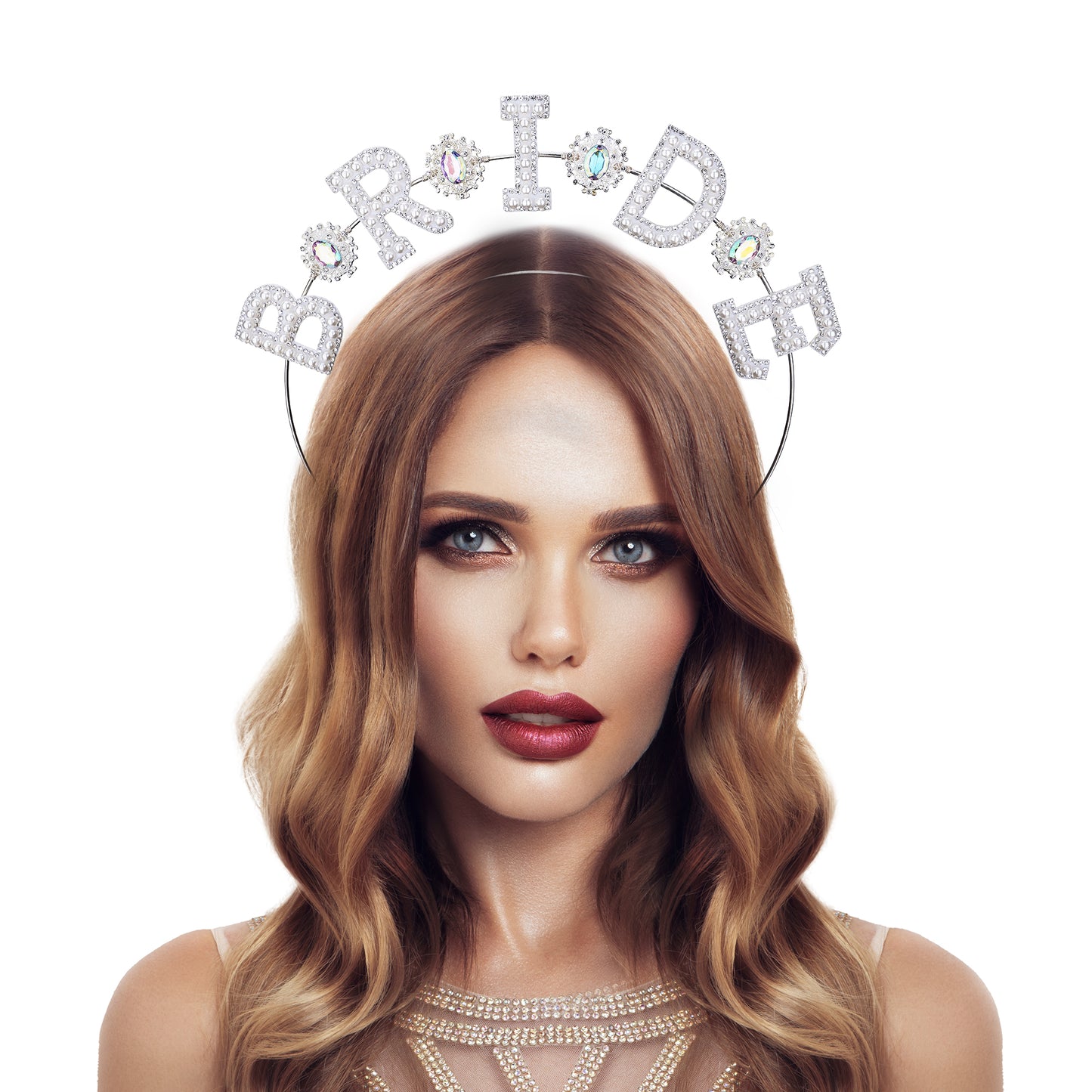 Silver Bride Halo Crown Bride Headband Rhinestone Bachelorette Headband