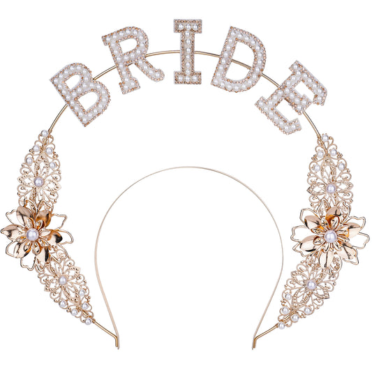 Gold Bride Halo Crown Rhinestone Bride Headband