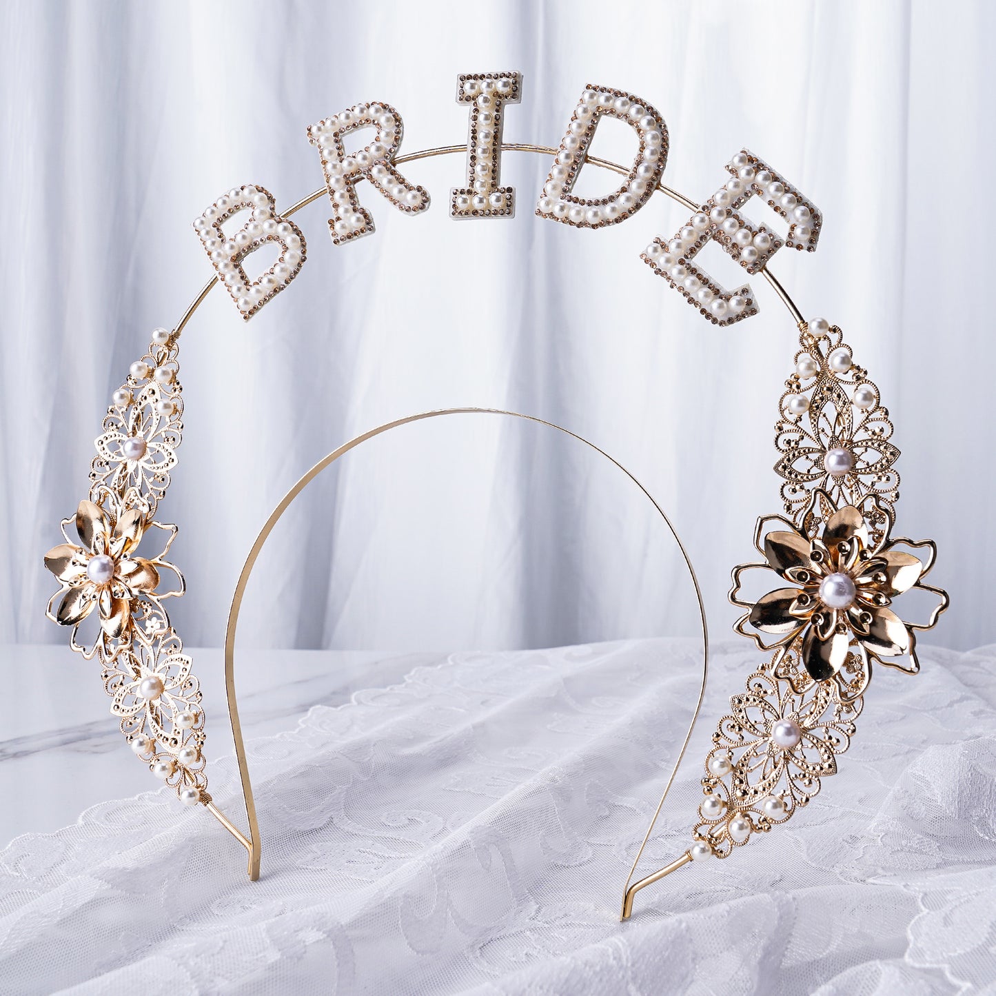 Gold Bride Halo Crown Rhinestone Bride Headband