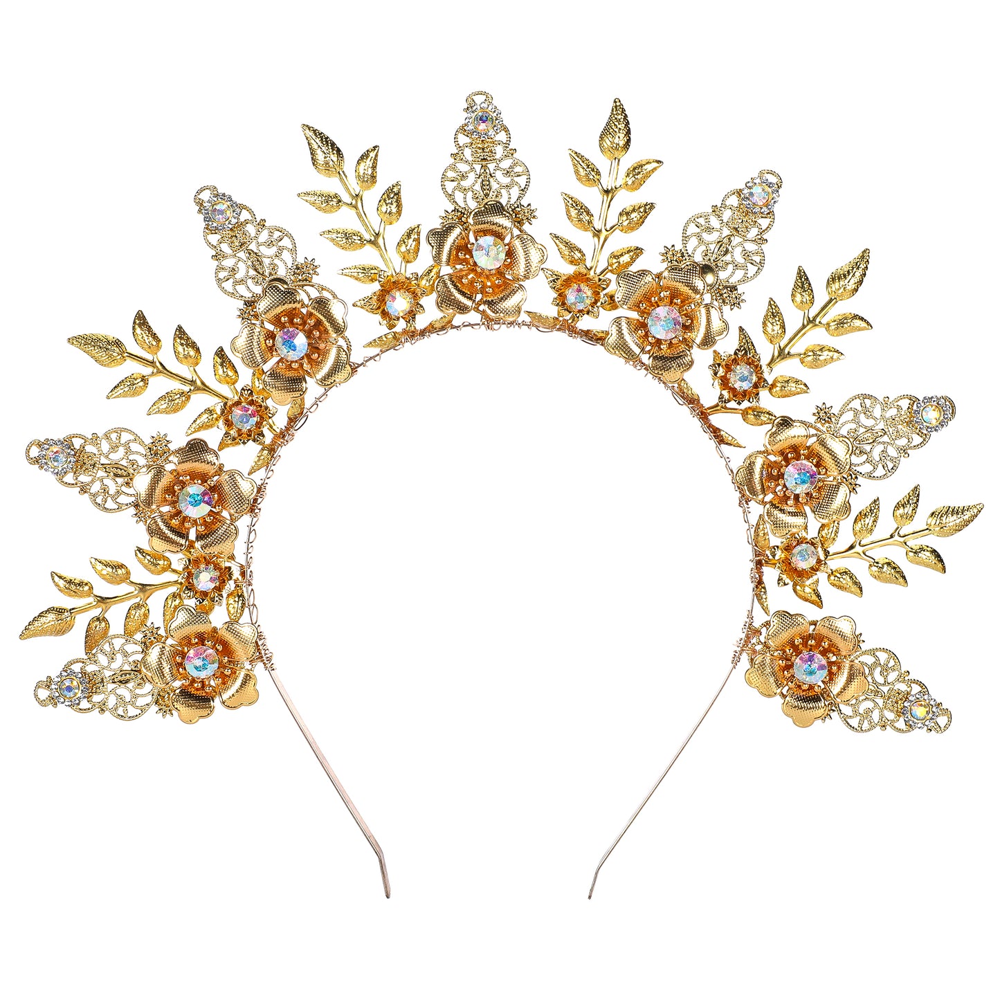COSUCOS Sunburst Halo Gold Spike Crown - Sun Goddess Headband Crown Helloween Costume