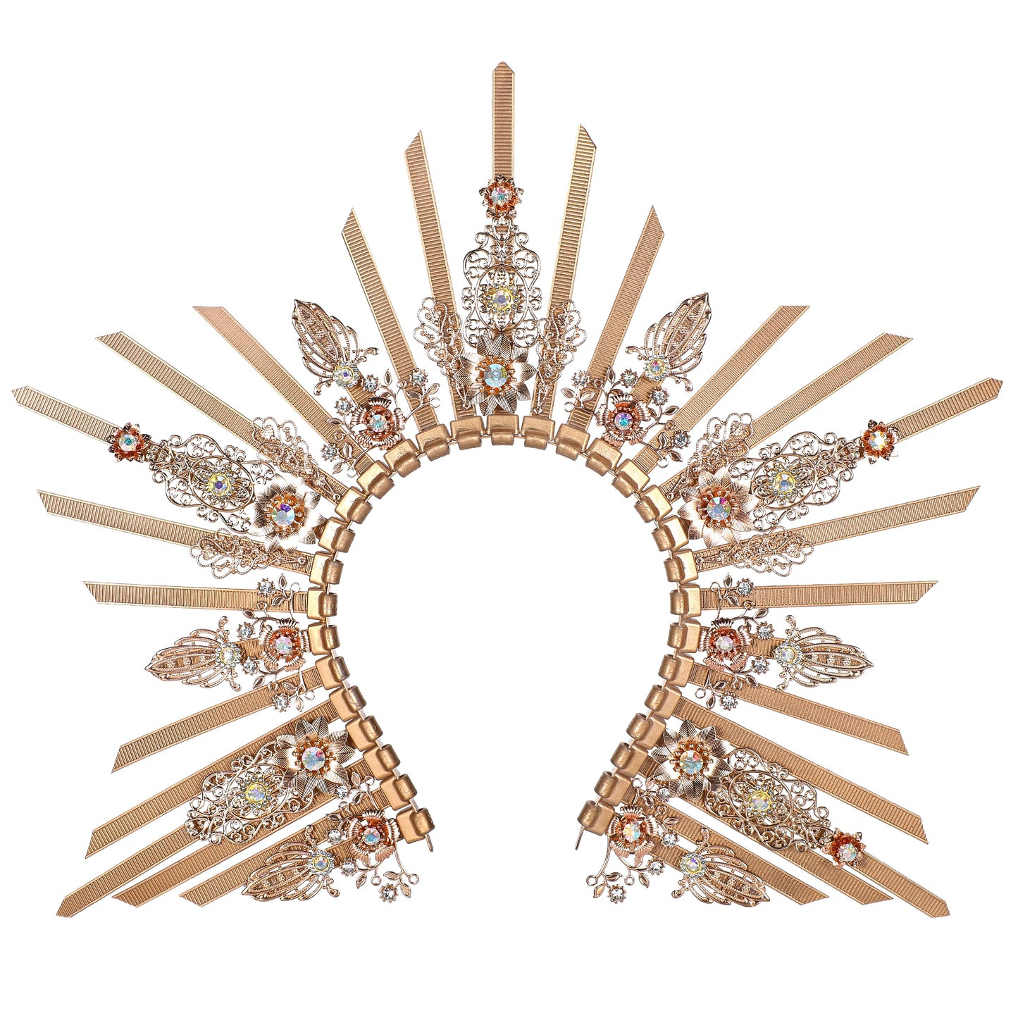 COSUCOS Gold Halo Sunburst Spike Crown - Medusa Queen Adult Headdress Flower Piece