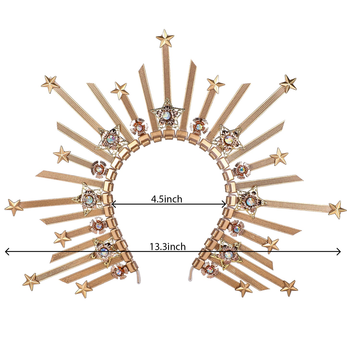 COSUCOS Gold Sunburst Halo Spike Crown - Sun Headpiece Star Crown