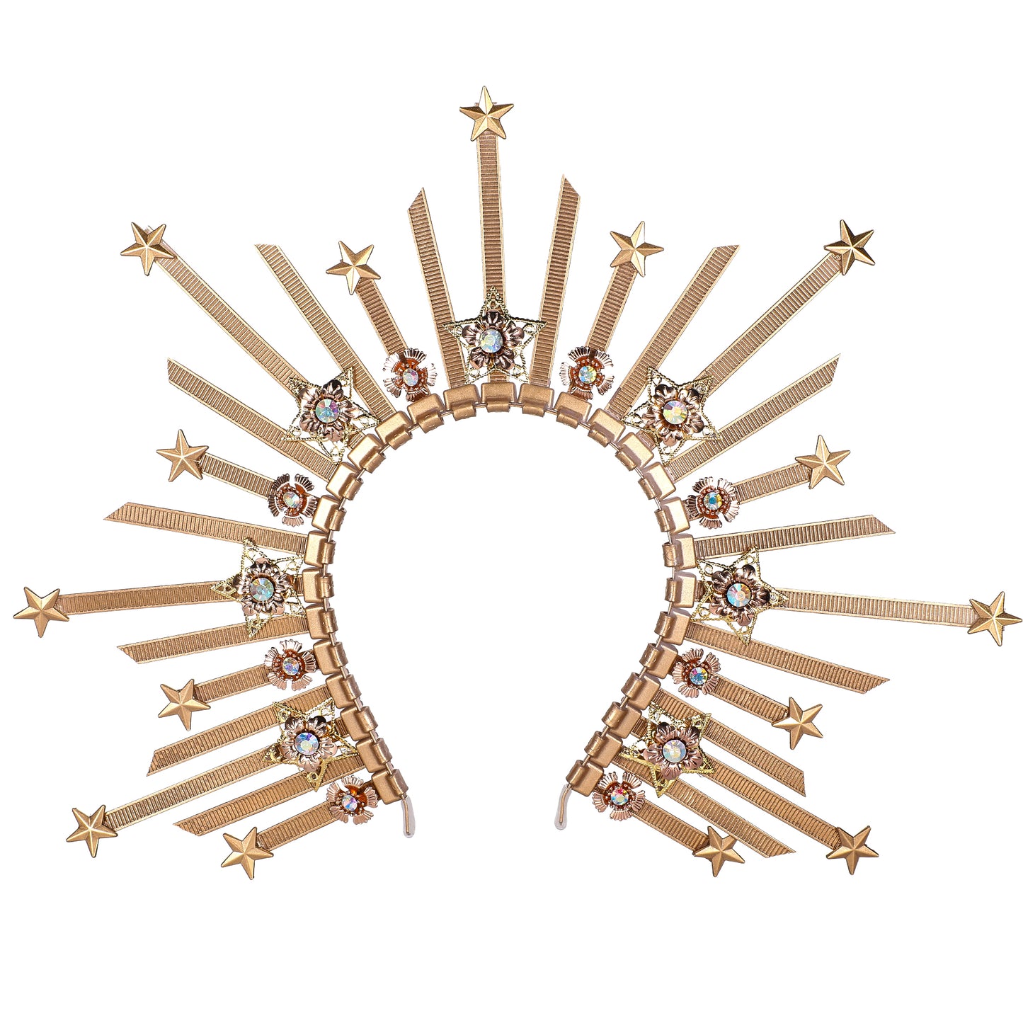 COSUCOS Gold Sunburst Halo Spike Crown - Sun Headpiece Star Crown