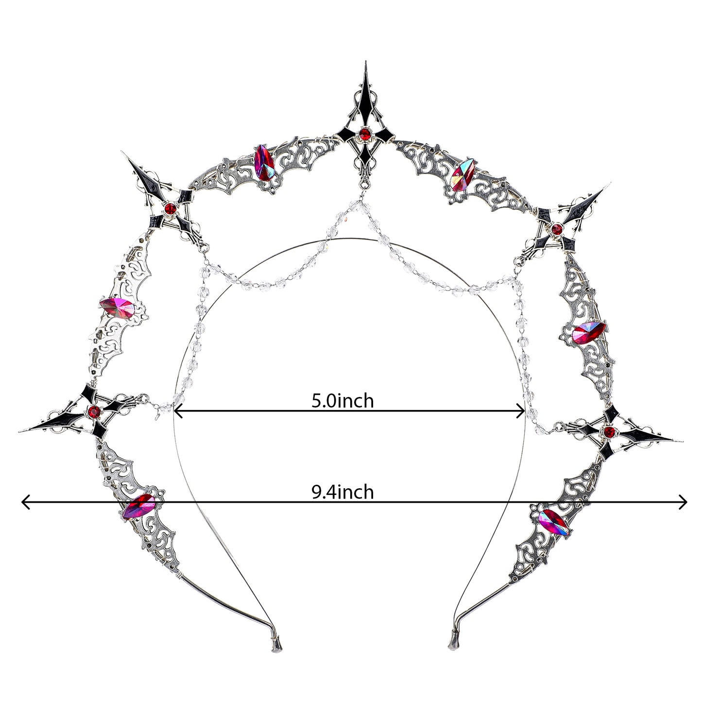 Silver Cross Halo Crown Headpiece - Wedding Goddess Headband