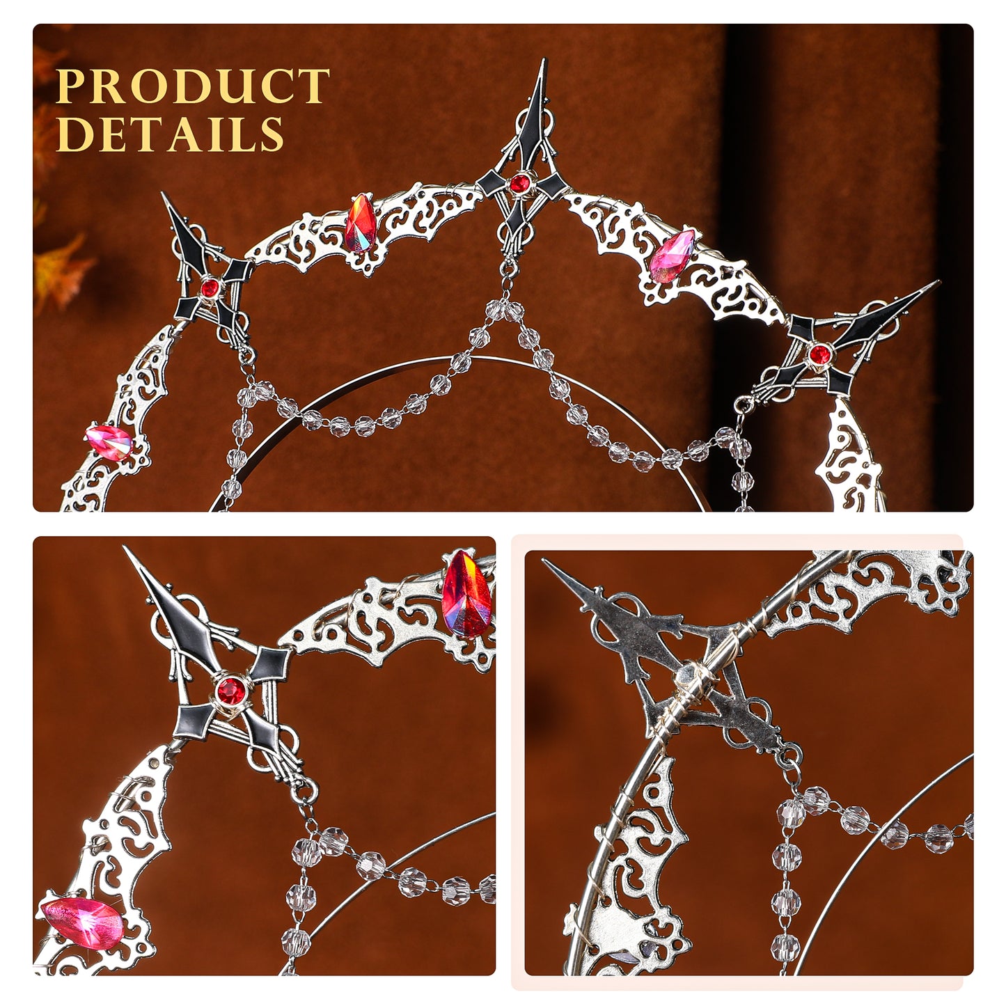 Silver Cross Halo Crown Headpiece - Wedding Goddess Headband