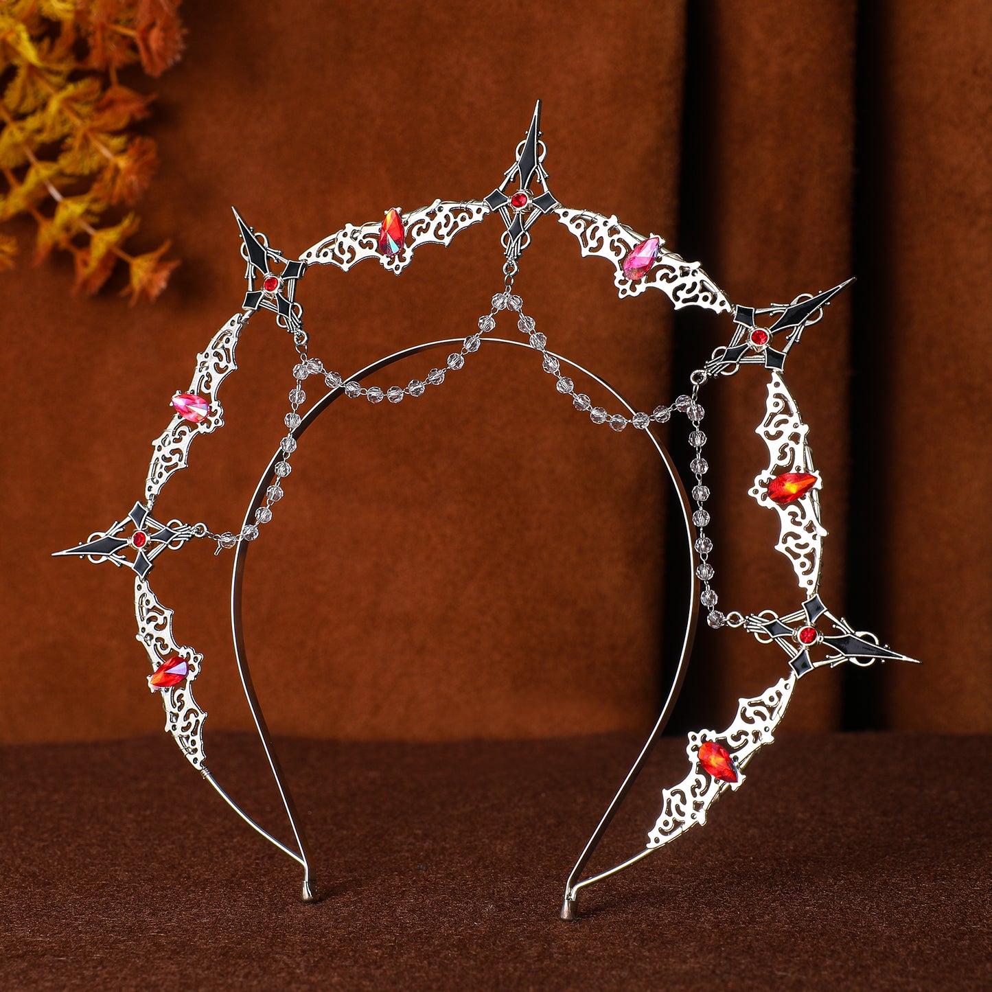 Silver Cross Halo Crown Headpiece - Wedding Goddess Headband