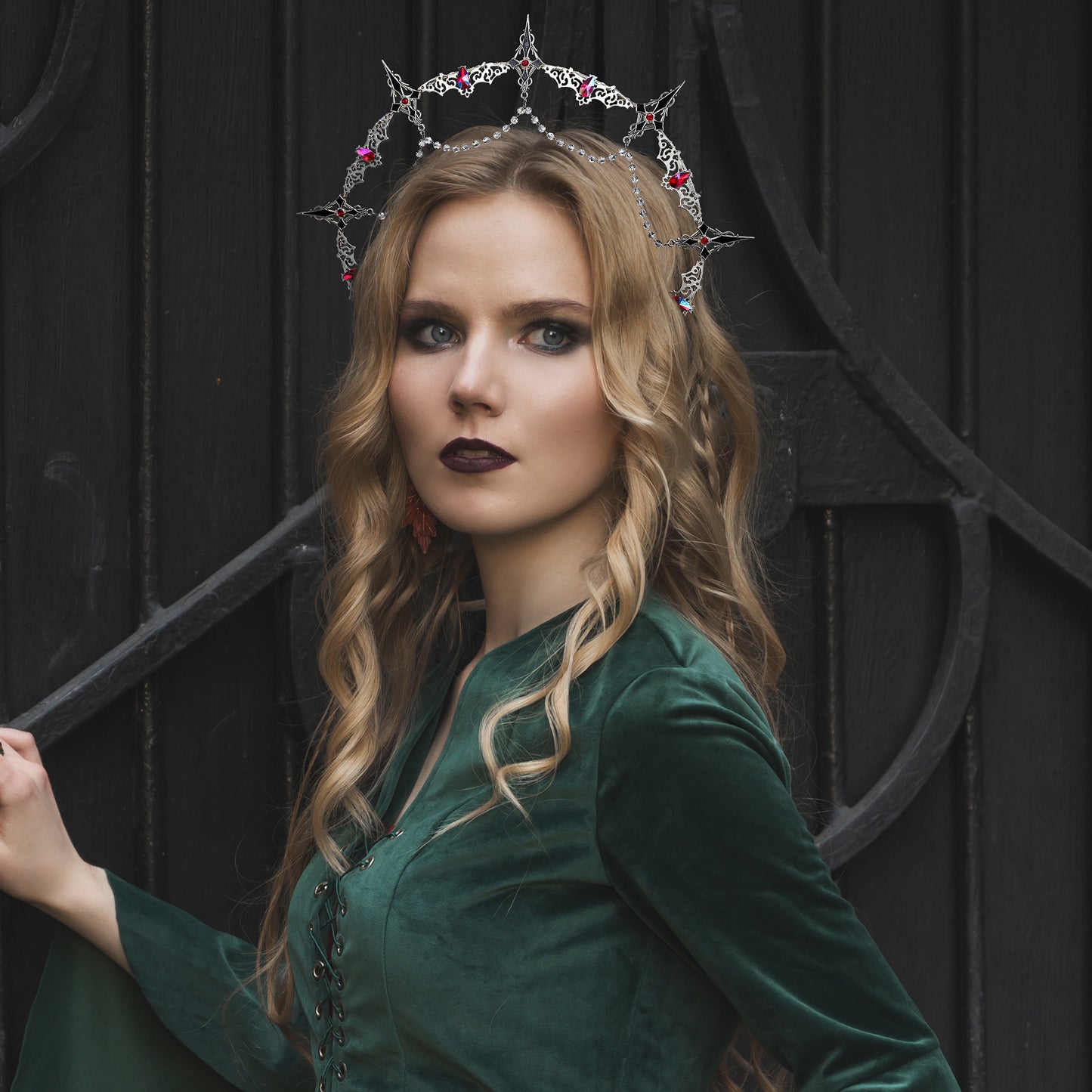 Silver Cross Halo Crown Headpiece - Wedding Goddess Headband