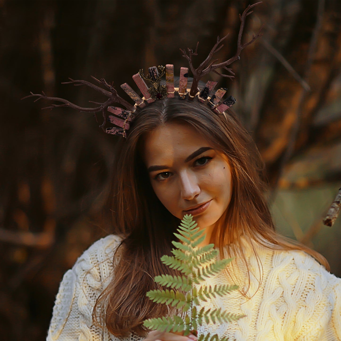 Forest Deer Horns Headband Woodland Fairy Crown