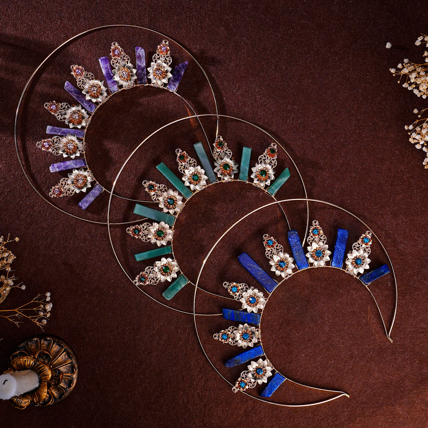 COSUCOS Halo Crown Raw Crystal Headpiece Virgin Headband Gold Queen Headwear