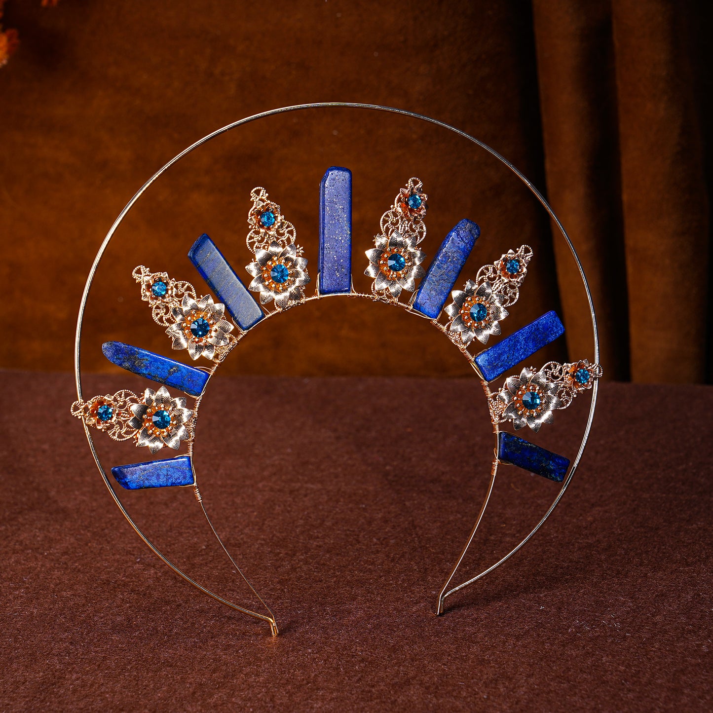COSUCOS Halo Crown Raw Crystal Headpiece Virgin Headband Gold Queen Headwear