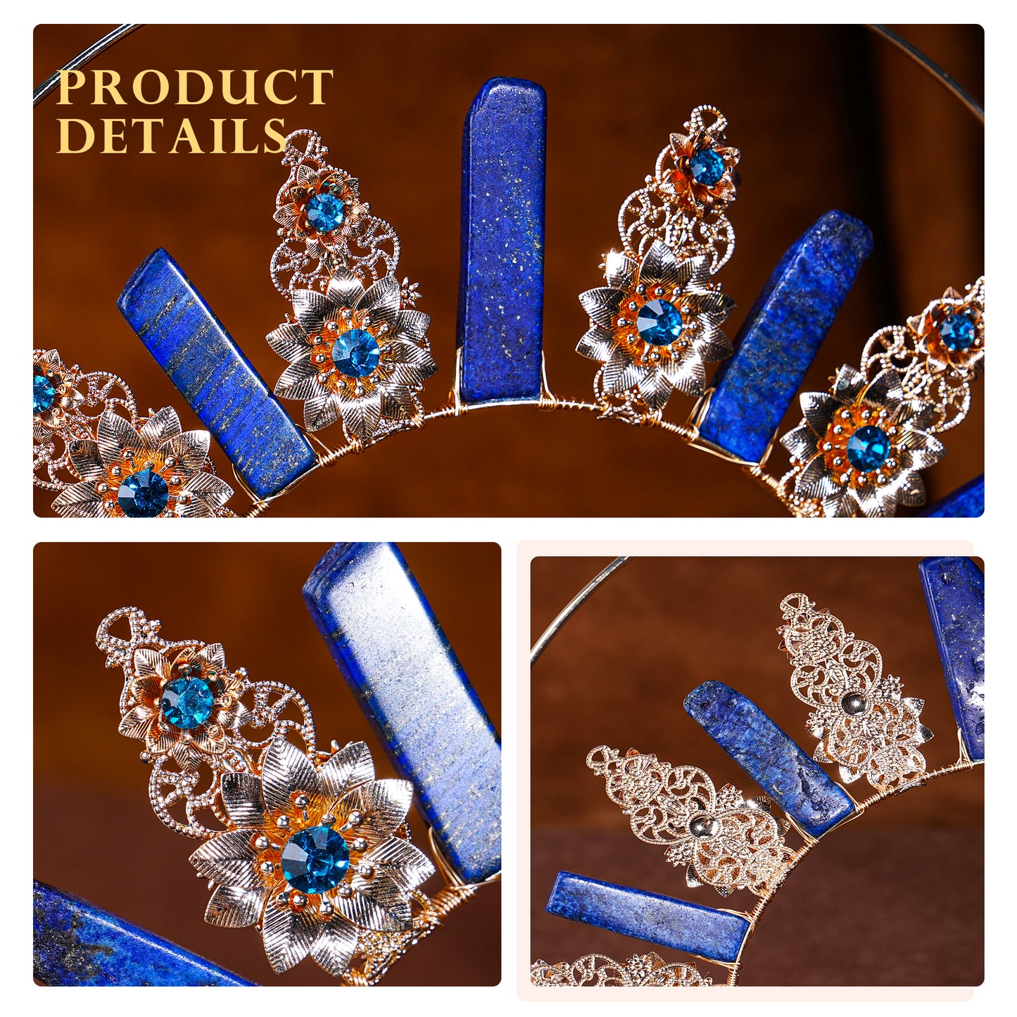 COSUCOS Halo Crown Raw Crystal Headpiece Virgin Headband Gold Queen Headwear