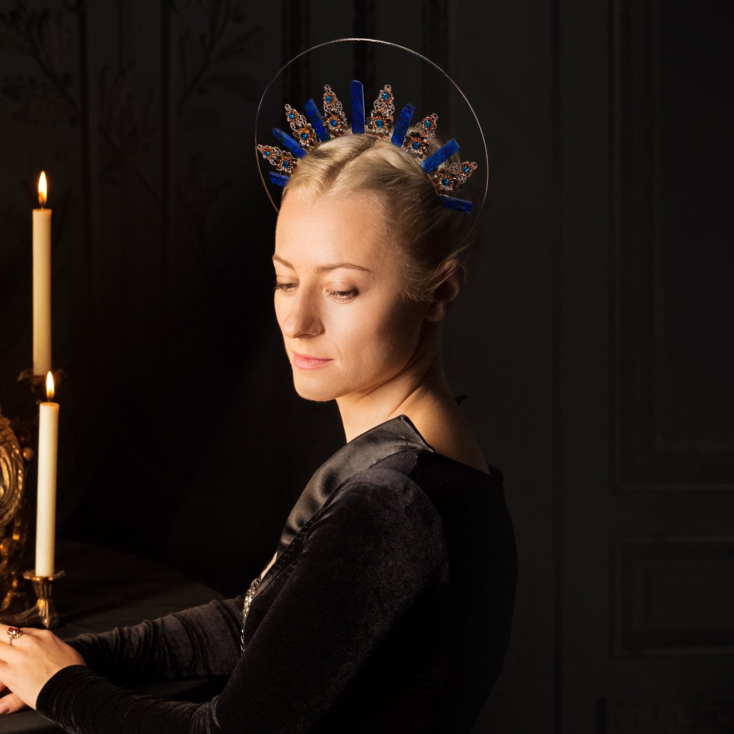 COSUCOS Halo Crown Raw Crystal Headpiece Virgin Headband Gold Queen Headwear