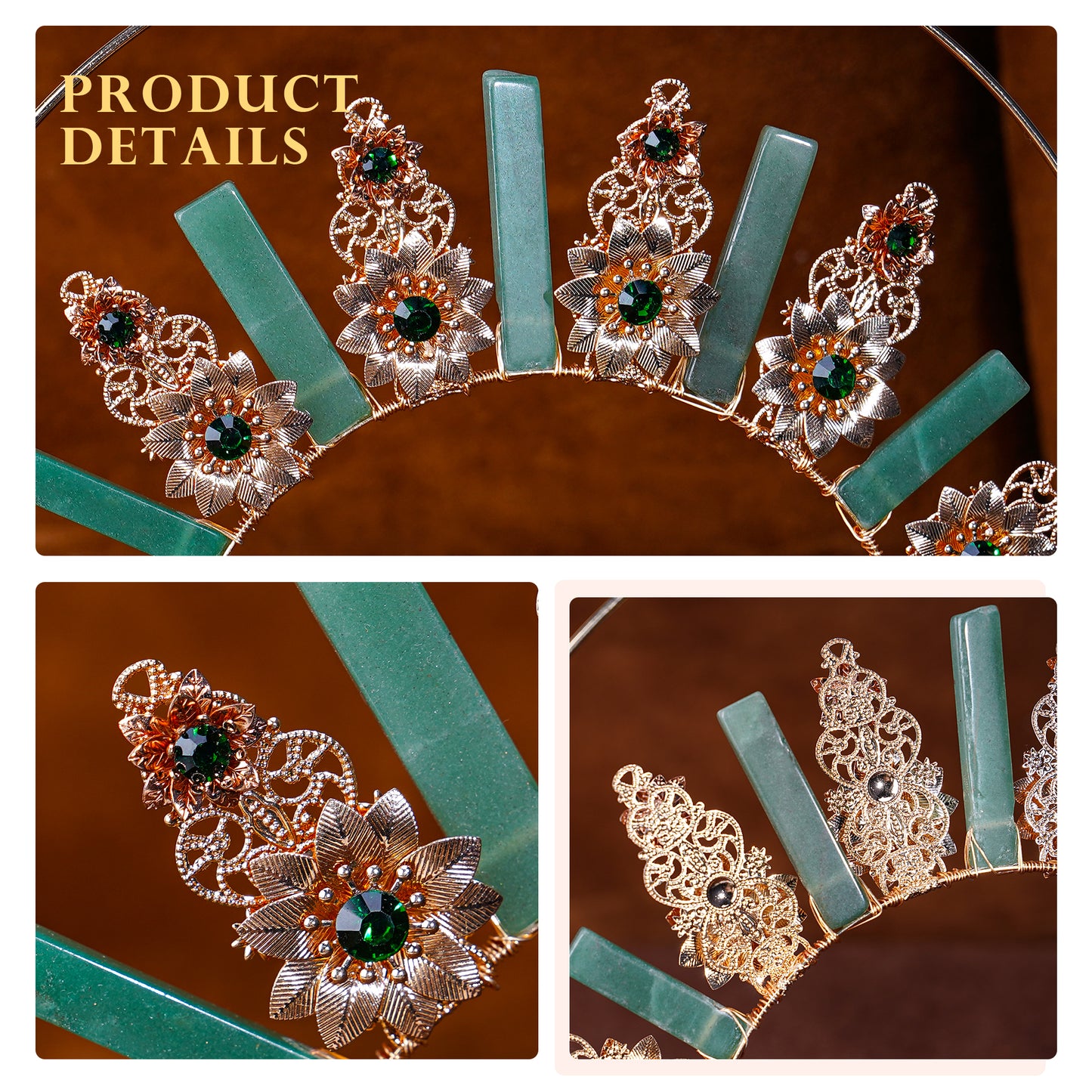 COSUCOS Green Crystal Halo Crown Renaissance Headband Goddess Headpiece