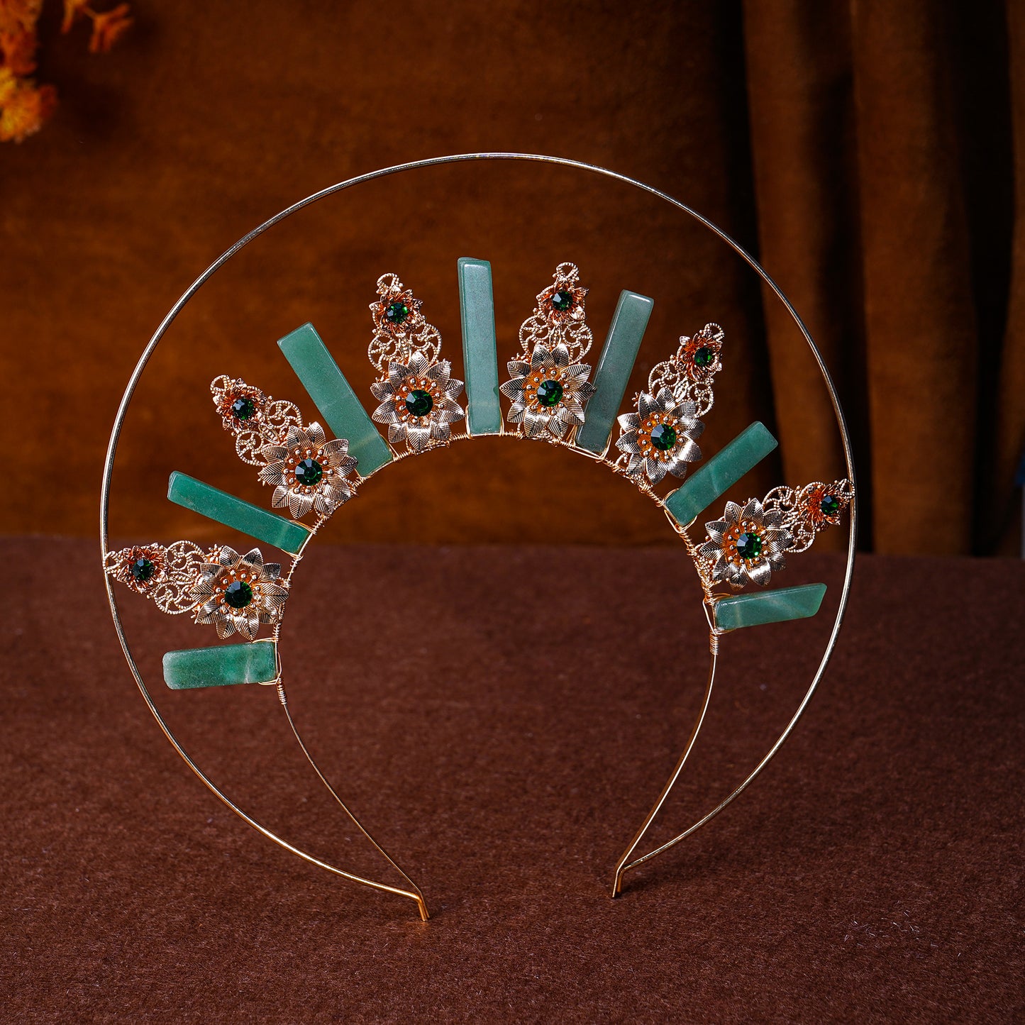 COSUCOS Green Crystal Halo Crown Renaissance Headband Goddess Headpiece