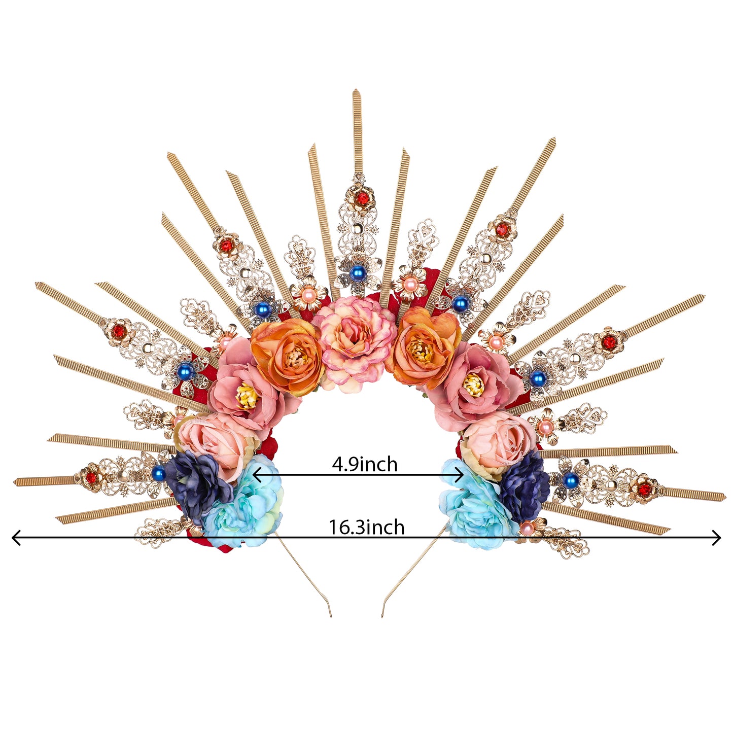 COSUCOS Flower Halo Crown Handmade Fairy Blue Roses Headpiece