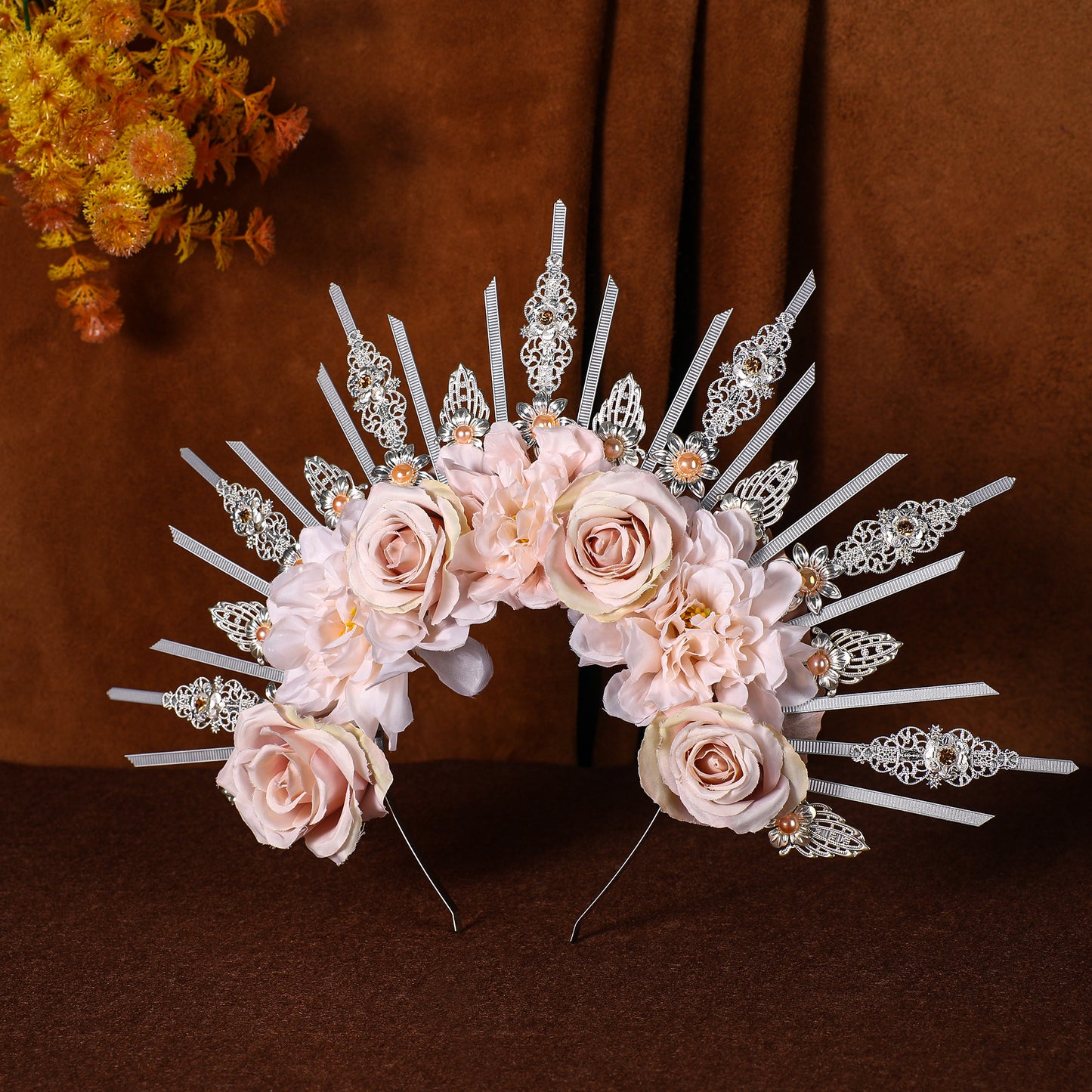 COSUCOS Rose Halo Crown Handmade Goddess Gold Spiked Headpiece