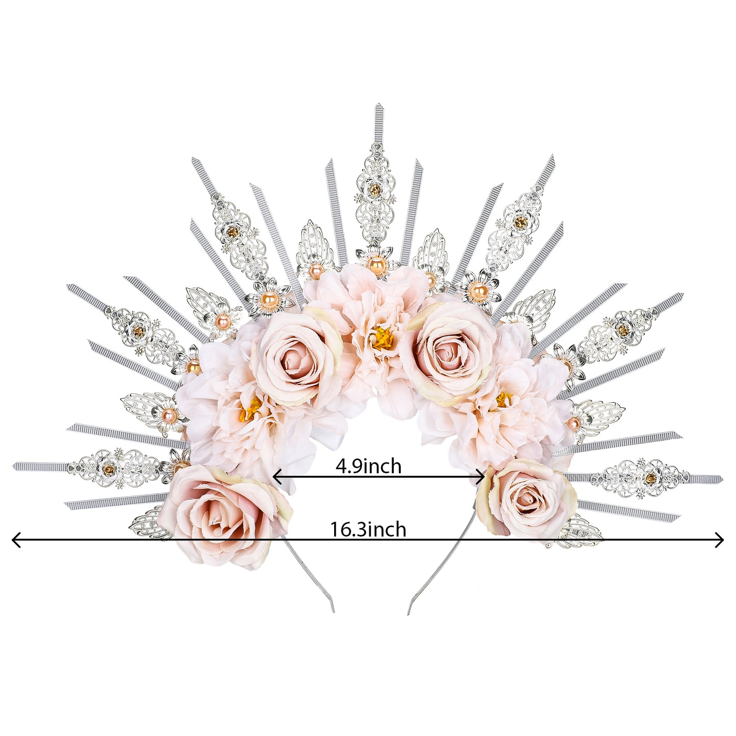 COSUCOS Rose Halo Crown Handmade Goddess Gold Spiked Headpiece