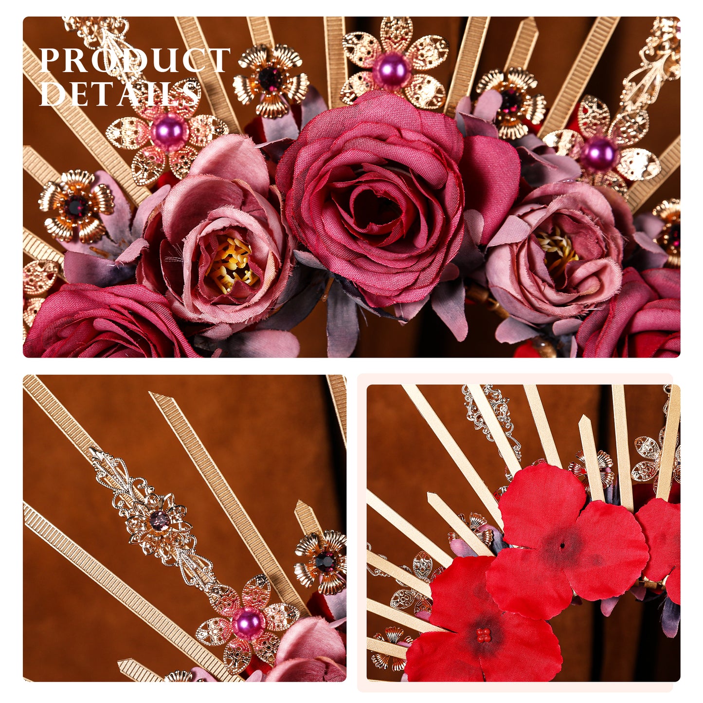 COSUCOS Flower Halo Crown Handmade Purple and Pink Rose Headpiece