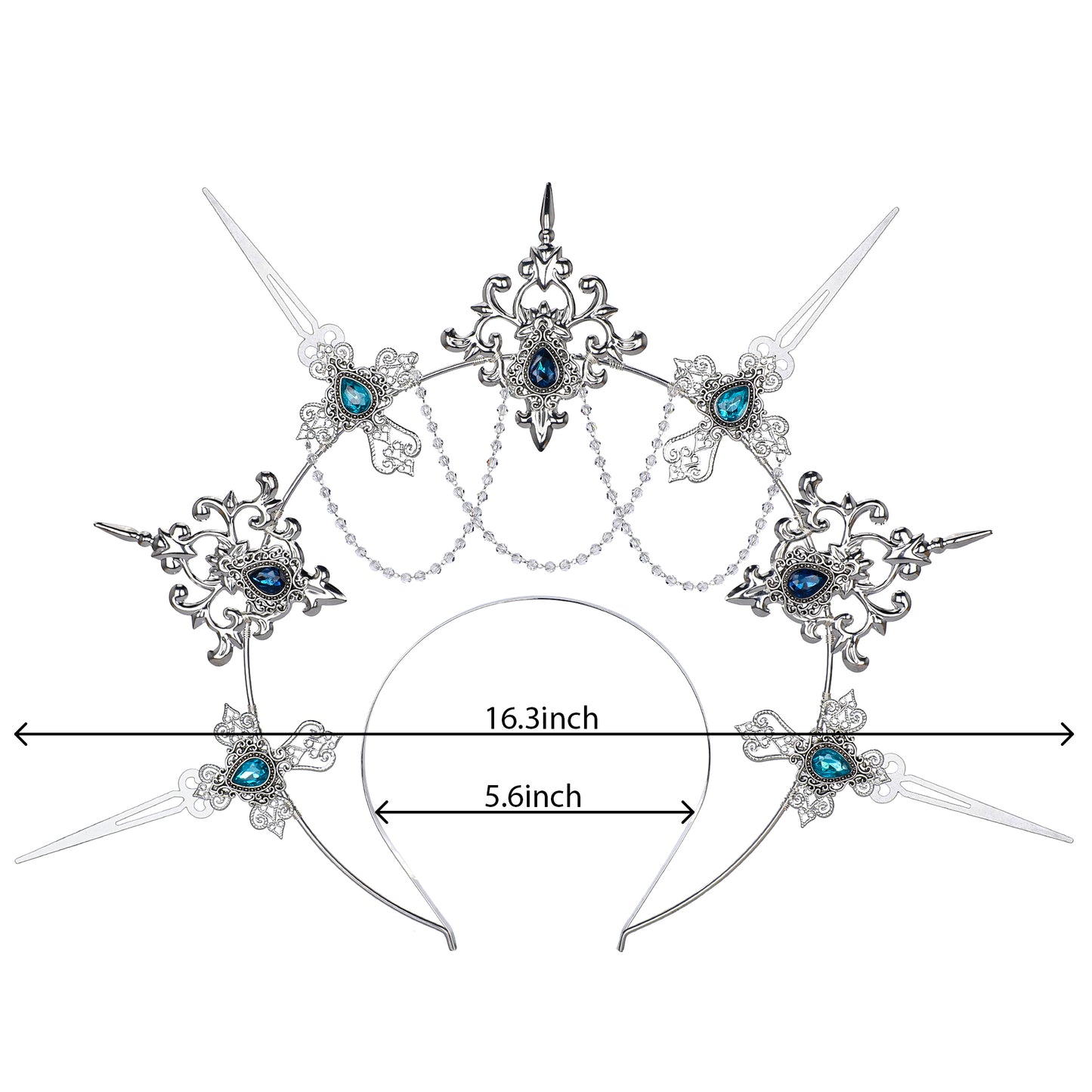 COSUCOS Lolita Halo Crown Headpiece Silver Goddess Headband Baroque
